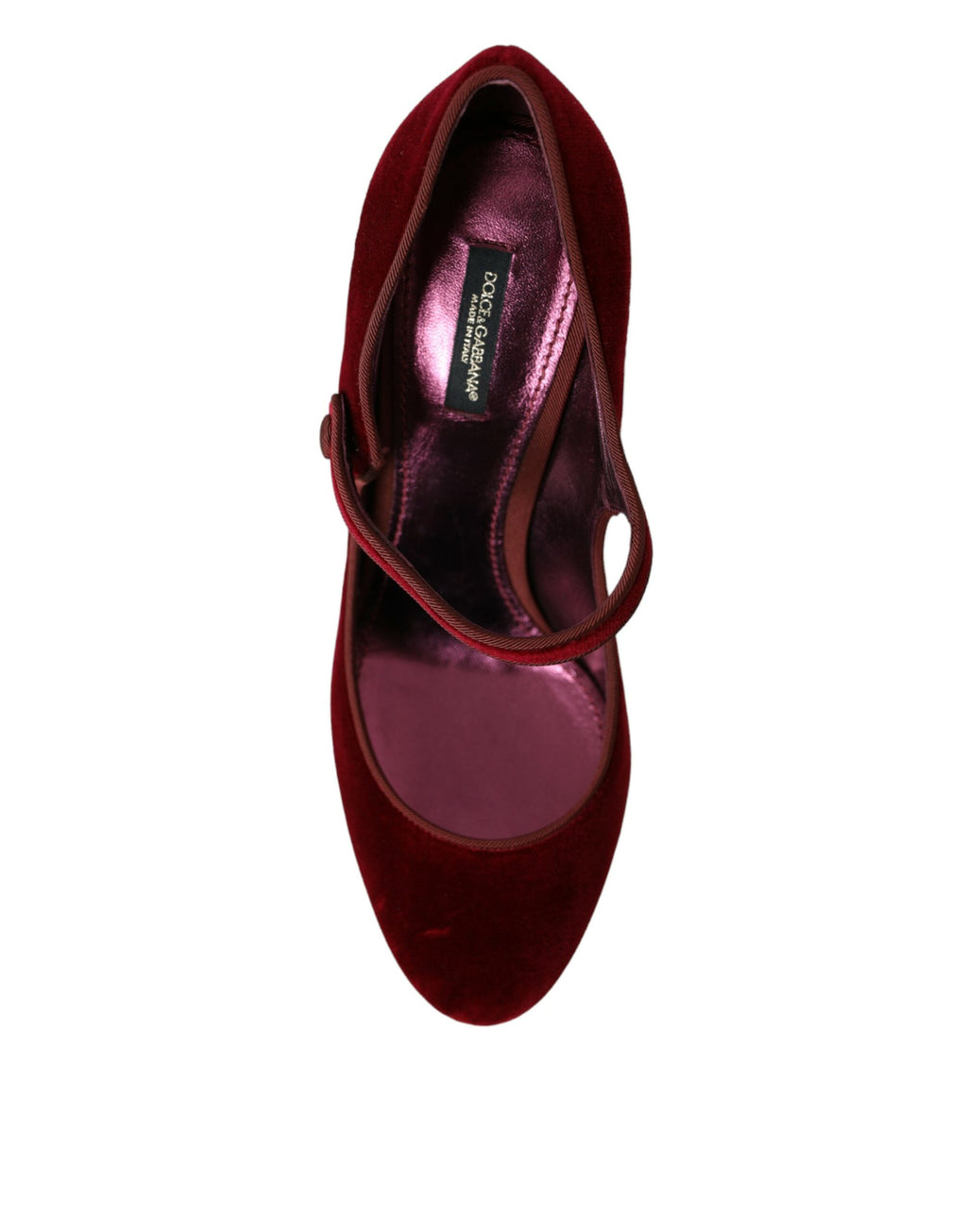 Dolce &amp; Gabbana – Mary-Jane-Schuhe aus rotem Samt mit goldenen Kristallen
