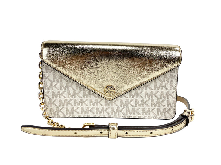 Michael Kors – Jet Set Travel – Kleine Clutch mit Klappe in Hellgold