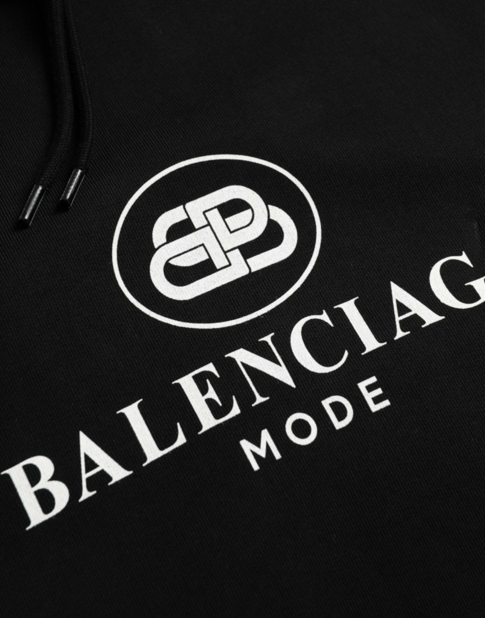 Balenciaga – Schwarzer Kapuzenpullover aus Baumwolle mit Logo