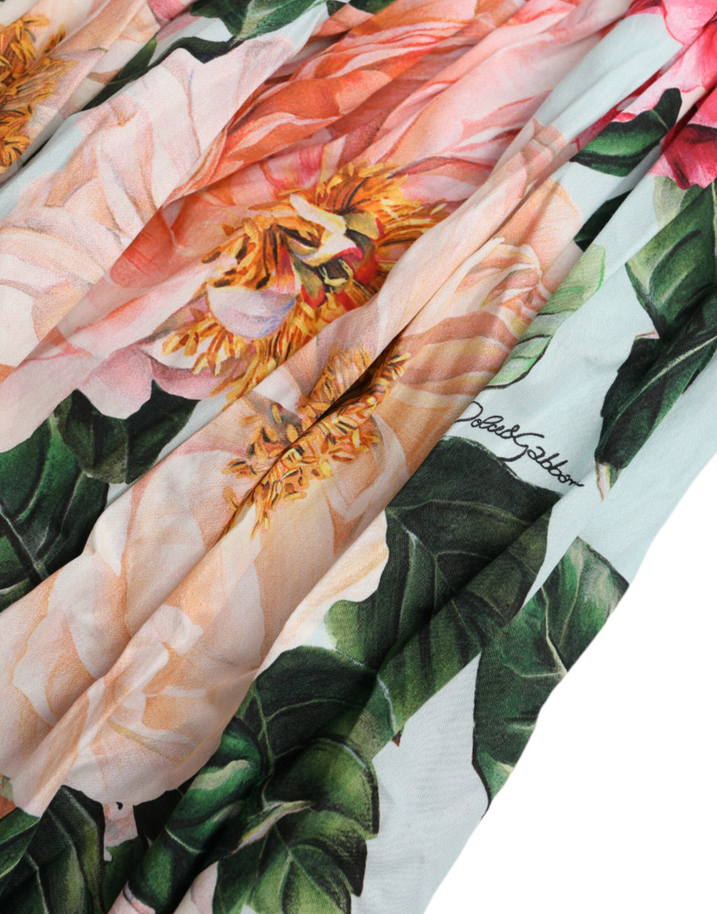 Dolce &amp; Gabbana Mehrfarbiges Aline-Plisseekleid aus Baumwolle mit Blumenmuster