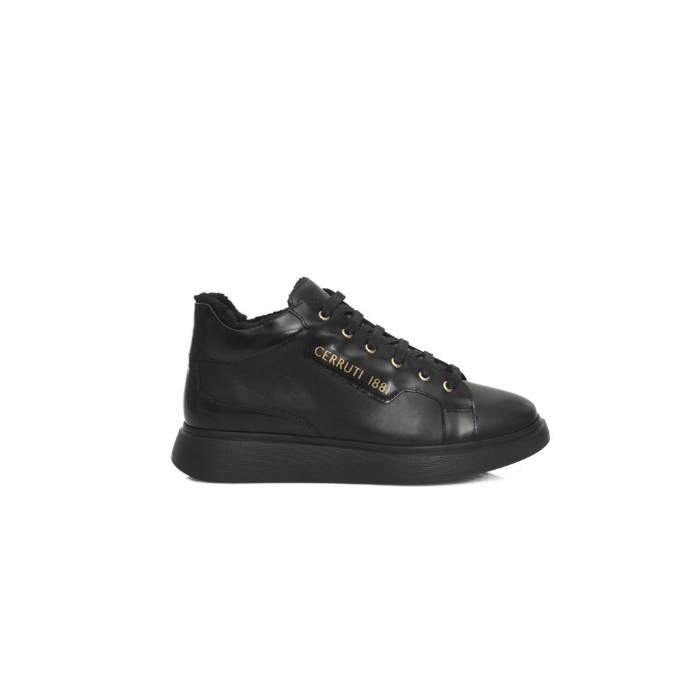 Cerruti 1881 – Plateau-Sneaker aus schwarzem Leder für Damen
