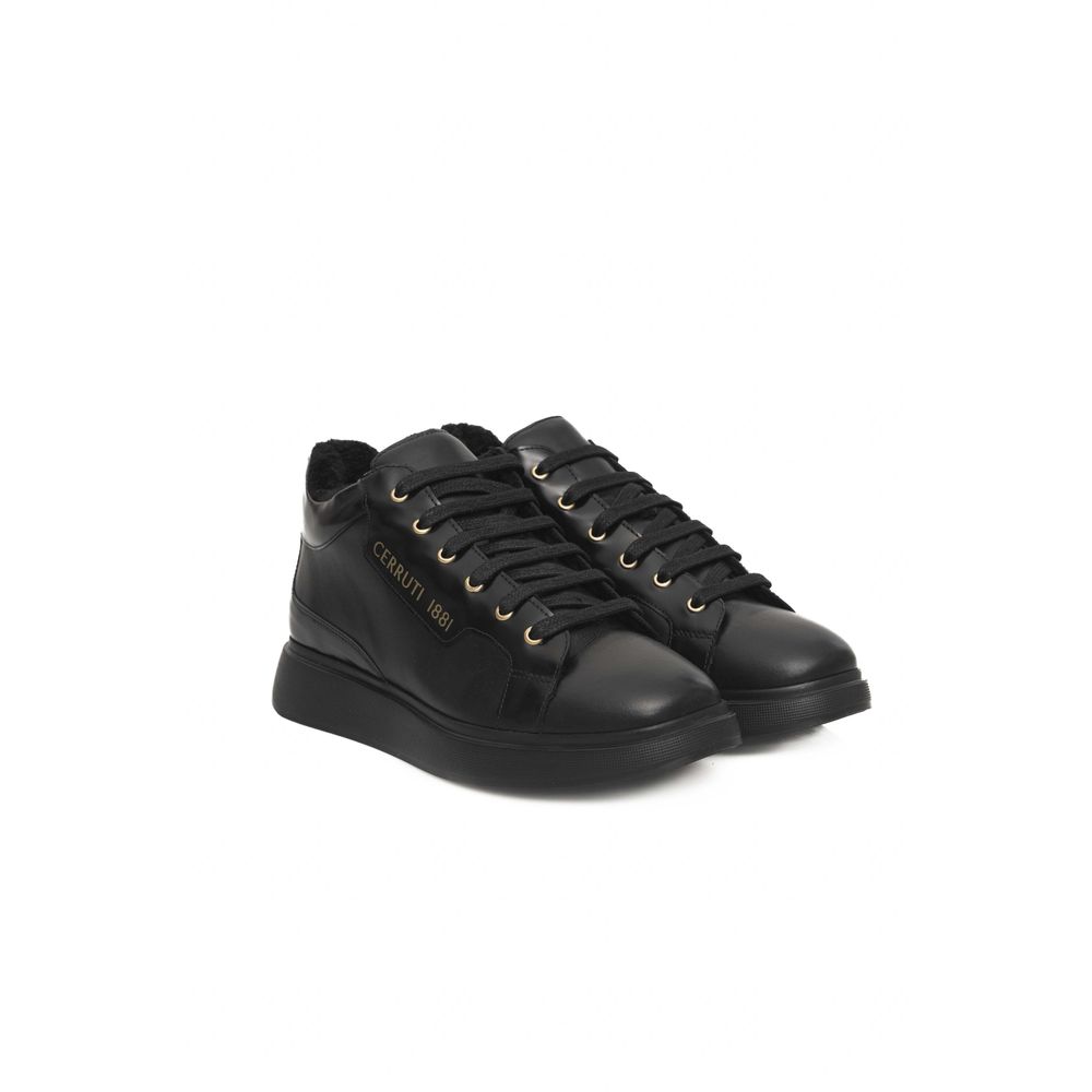 Cerruti 1881 – Plateau-Sneaker aus schwarzem Leder für Damen