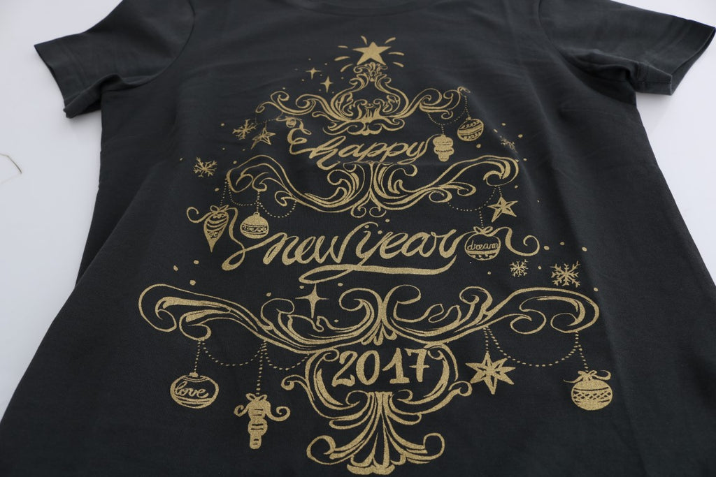 Dolce &amp; Gabbana Elegantes graues Baumwoll-T-Shirt mit exklusivem Print