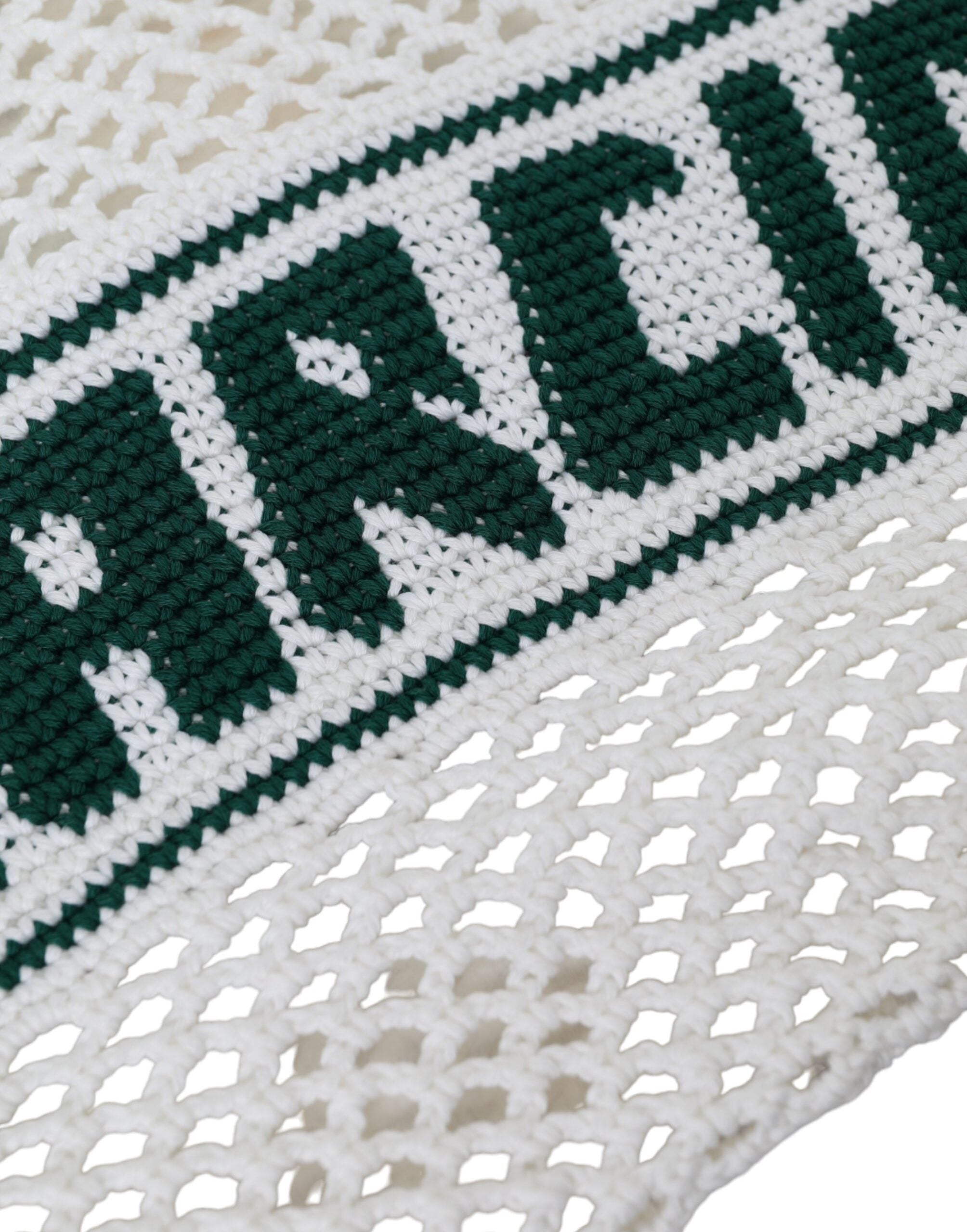 Dolce &amp; Gabbana – Einkaufstasche aus gestrickter Baumwolle mit Logo in Weiß und Grün