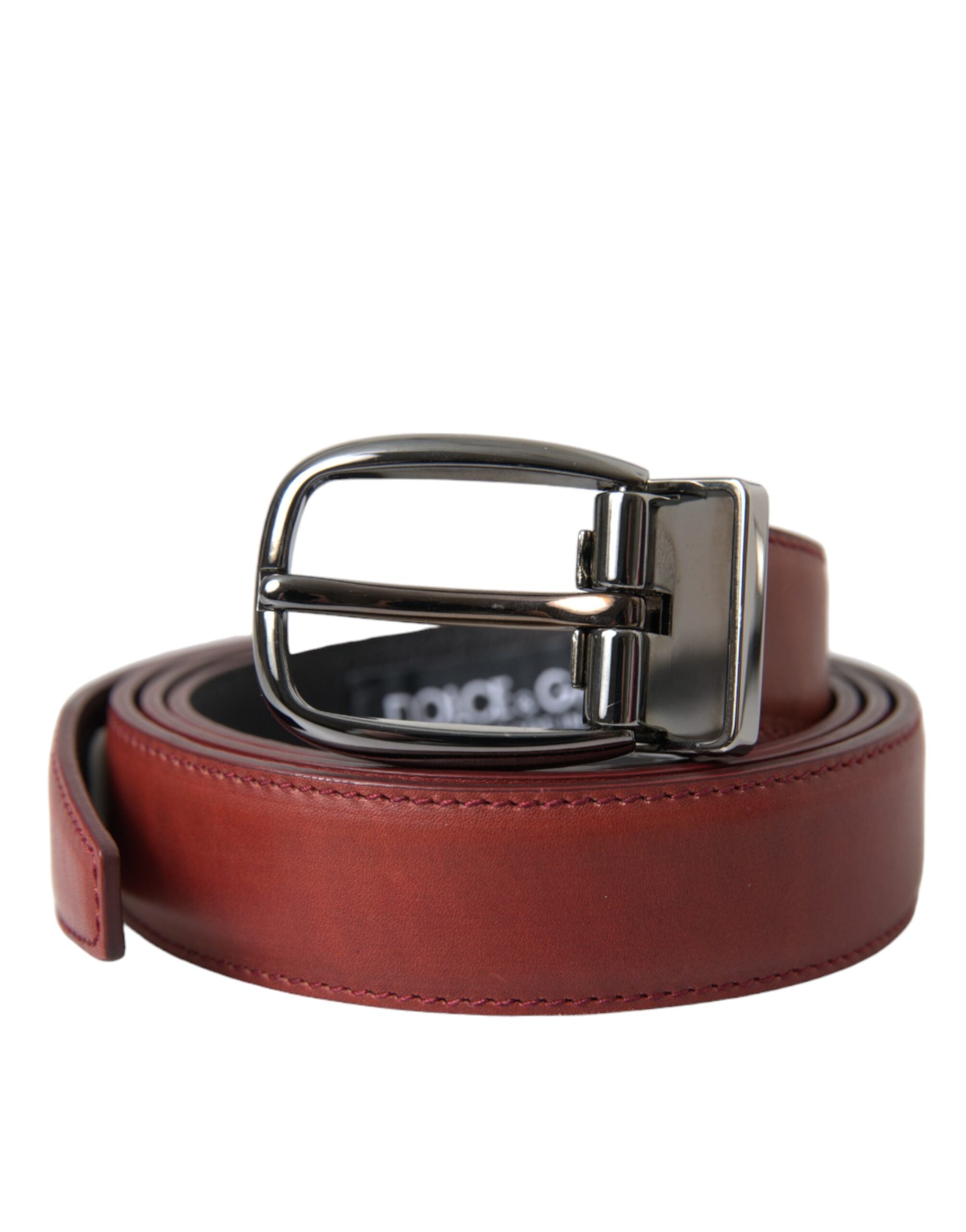 Dolce &amp; Gabbana Herrengürtel aus braunem Leder mit silberner Metallschnalle
