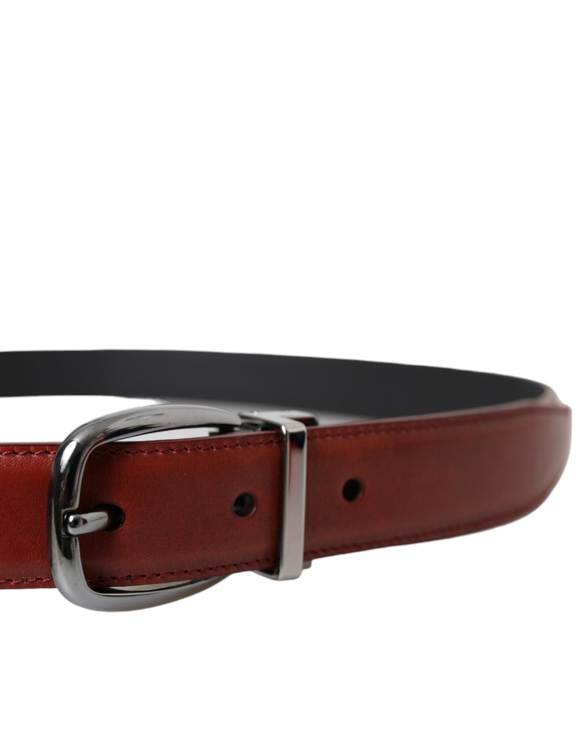 Dolce &amp; Gabbana Herrengürtel aus braunem Leder mit silberner Metallschnalle