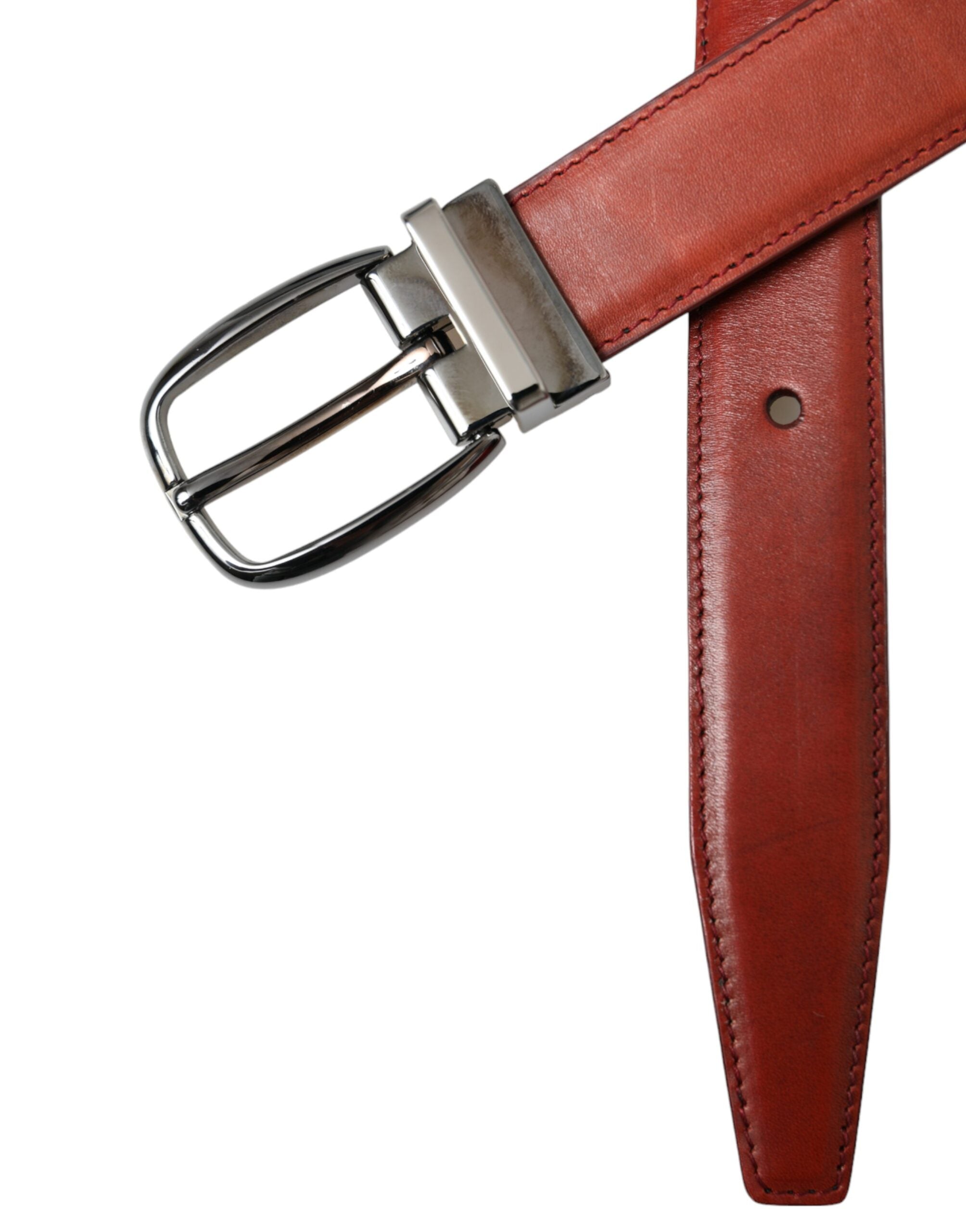 Dolce &amp; Gabbana Herrengürtel aus braunem Leder mit silberner Metallschnalle