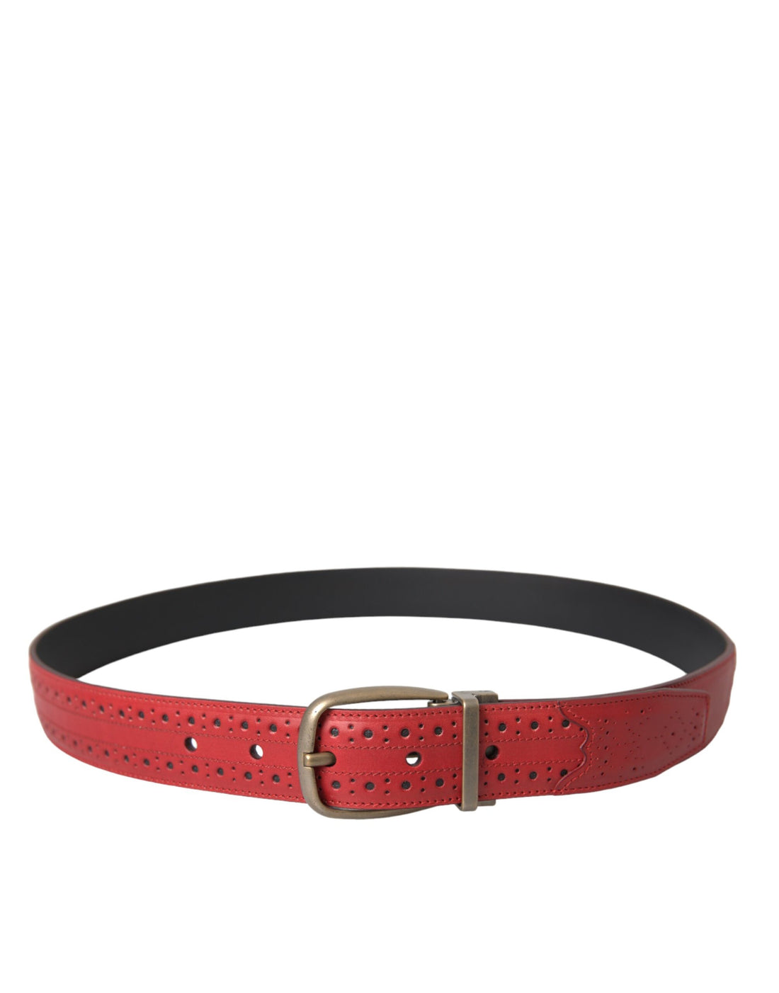 Dolce &amp; Gabbana Roter Gürtel aus perforiertem Leder mit Metallschnalle Herren