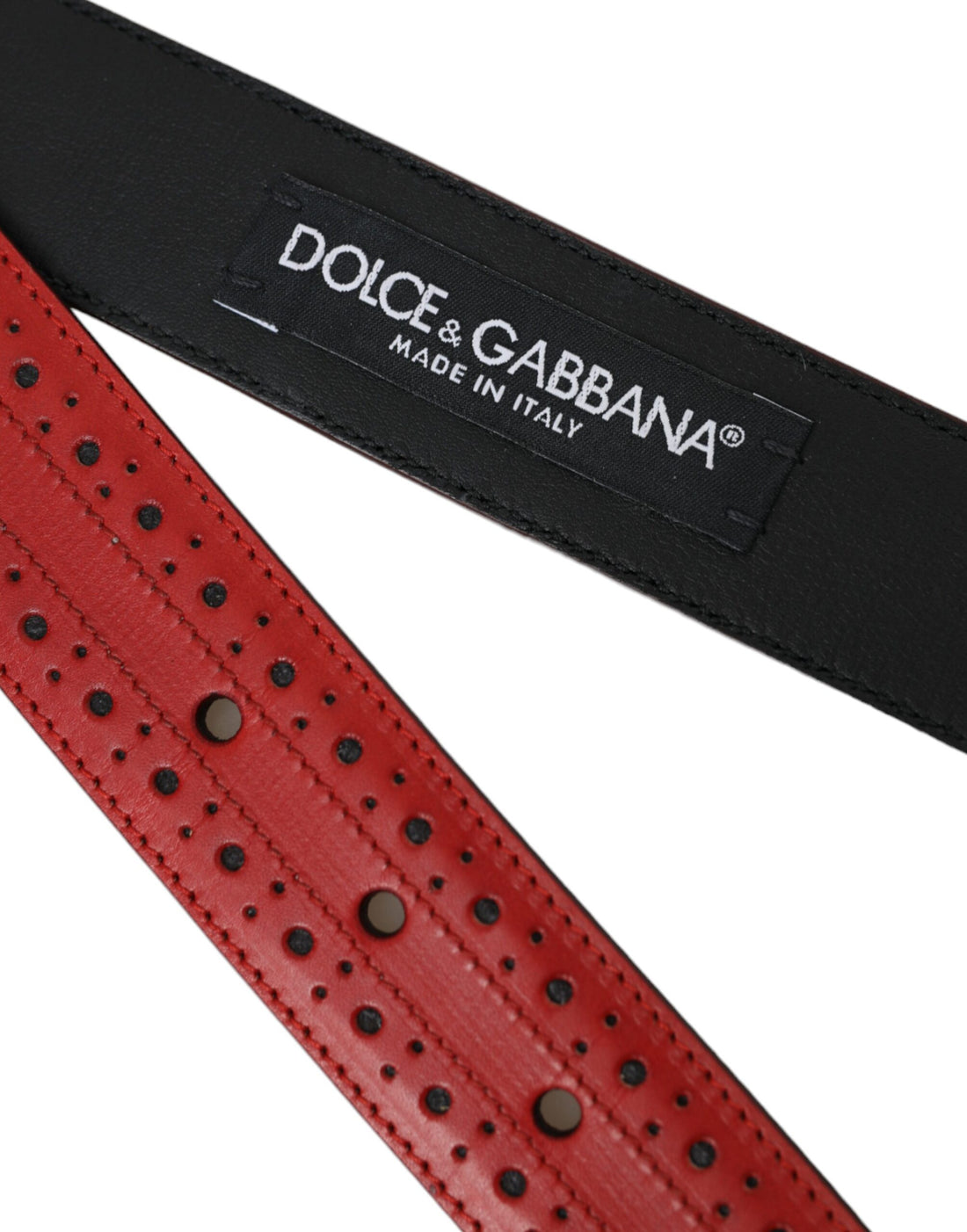 Dolce &amp; Gabbana Roter Gürtel aus perforiertem Leder mit Metallschnalle Herren