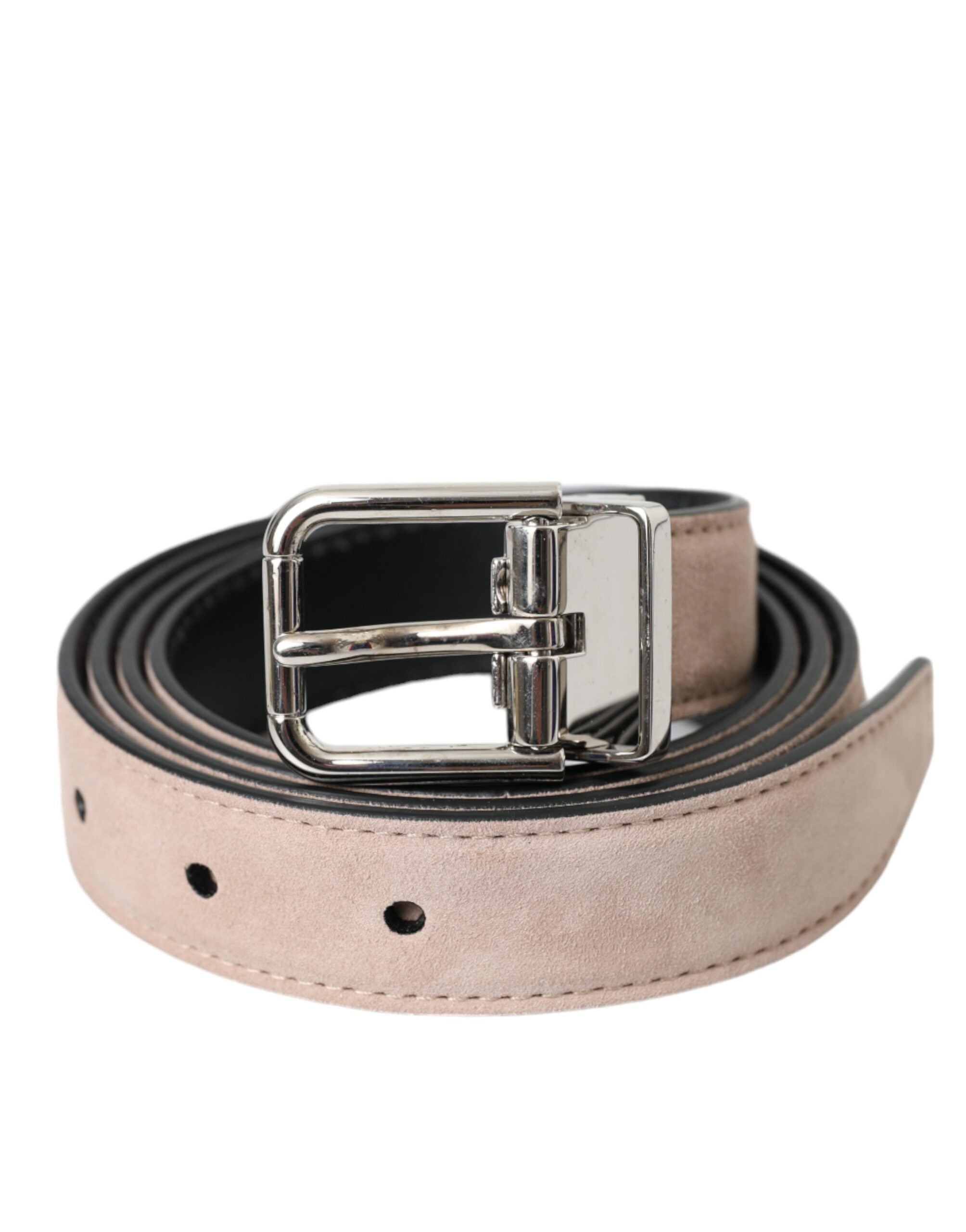 Dolce &amp; Gabbana Herrengürtel aus Wildleder in Beige mit silberner Schnalle