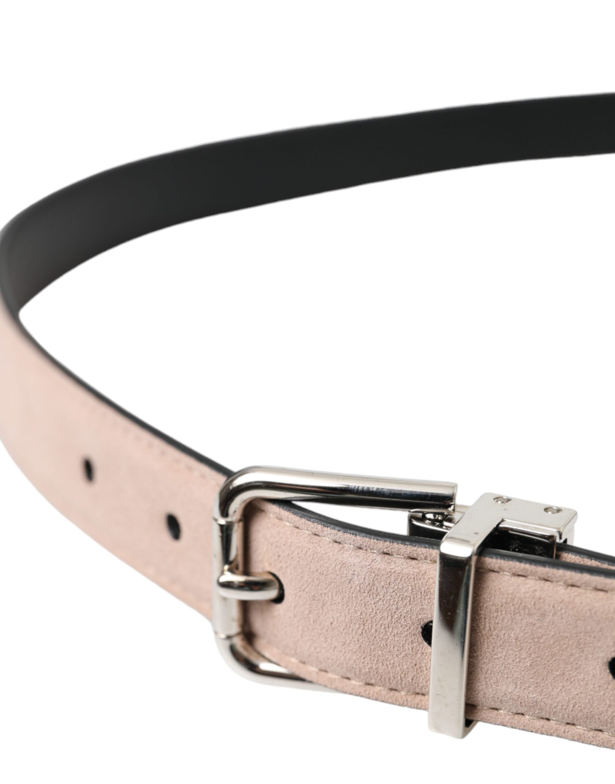 Dolce &amp; Gabbana Herrengürtel aus Wildleder in Beige mit silberner Schnalle