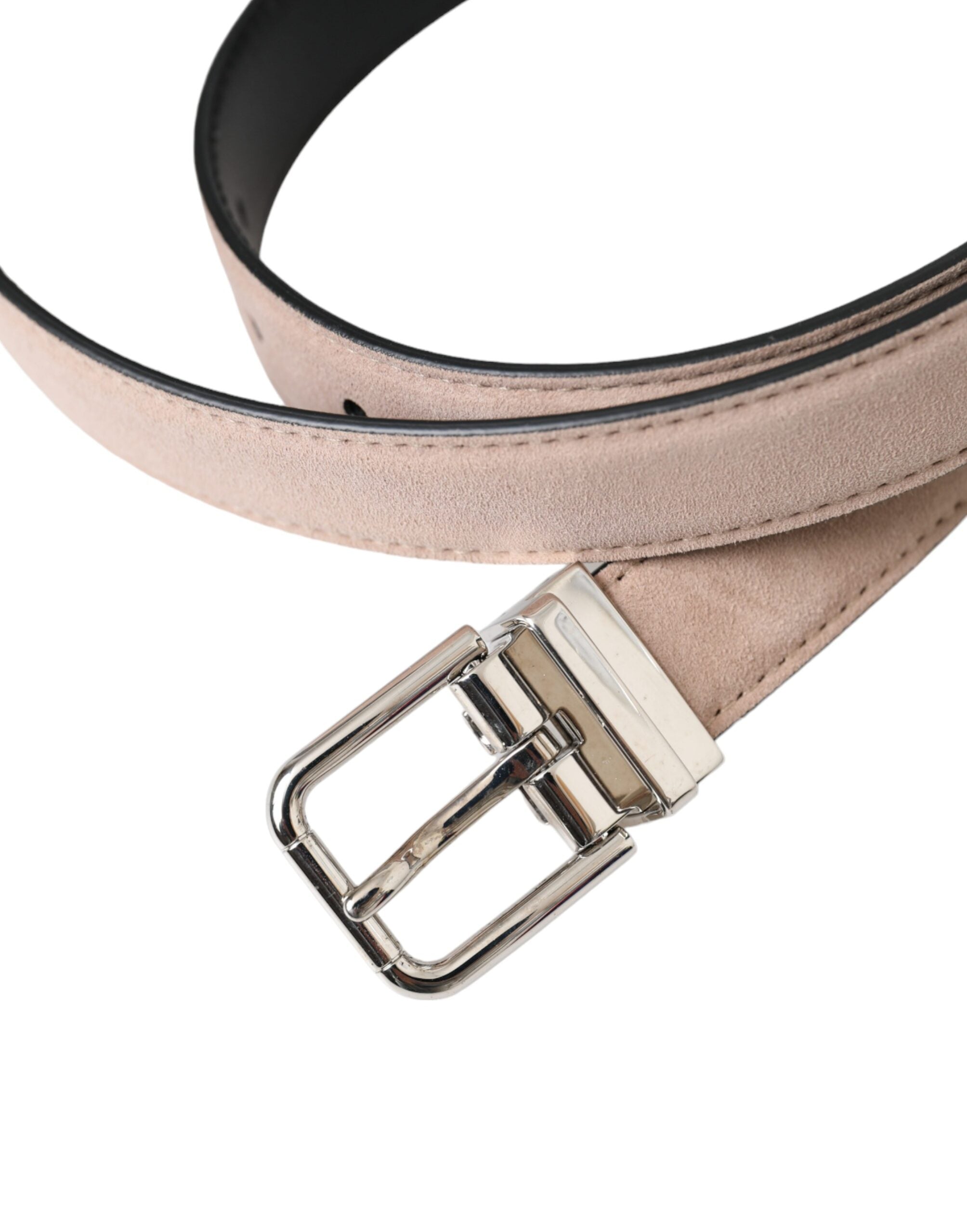 Dolce &amp; Gabbana Herrengürtel aus Wildleder in Beige mit silberner Schnalle