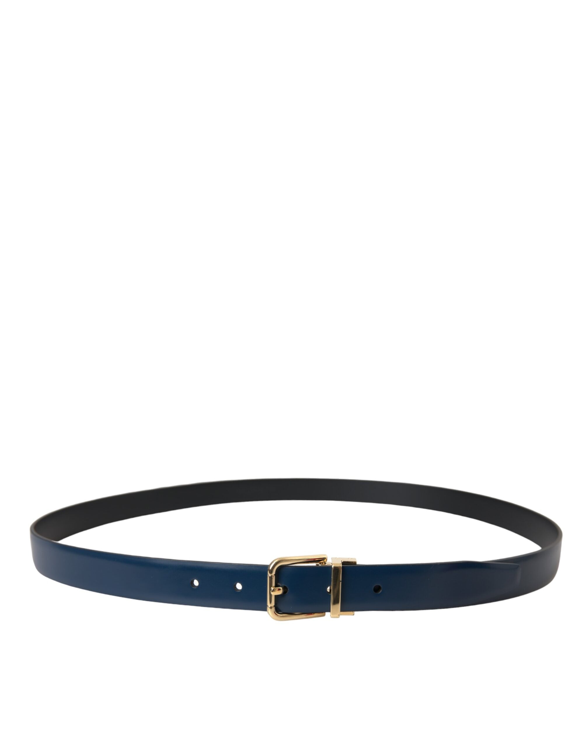 Dolce &amp; Gabbana Blauer Gürtel aus Kalbsleder mit goldener Metallschnalle Herren