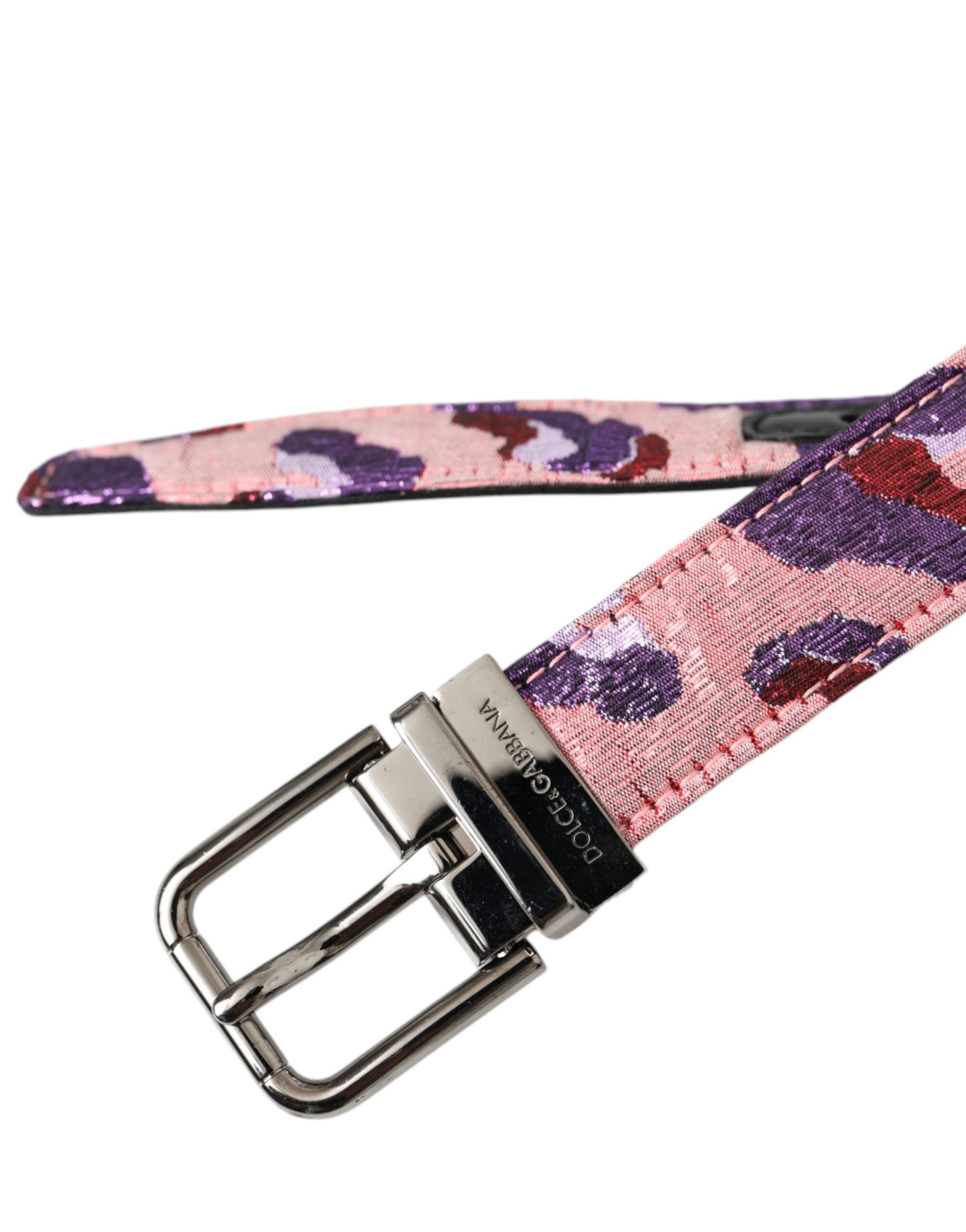 Dolce &amp; Gabbana – Mehrfarbiger Gürtel aus Jacquard-Leder mit Metallschnalle