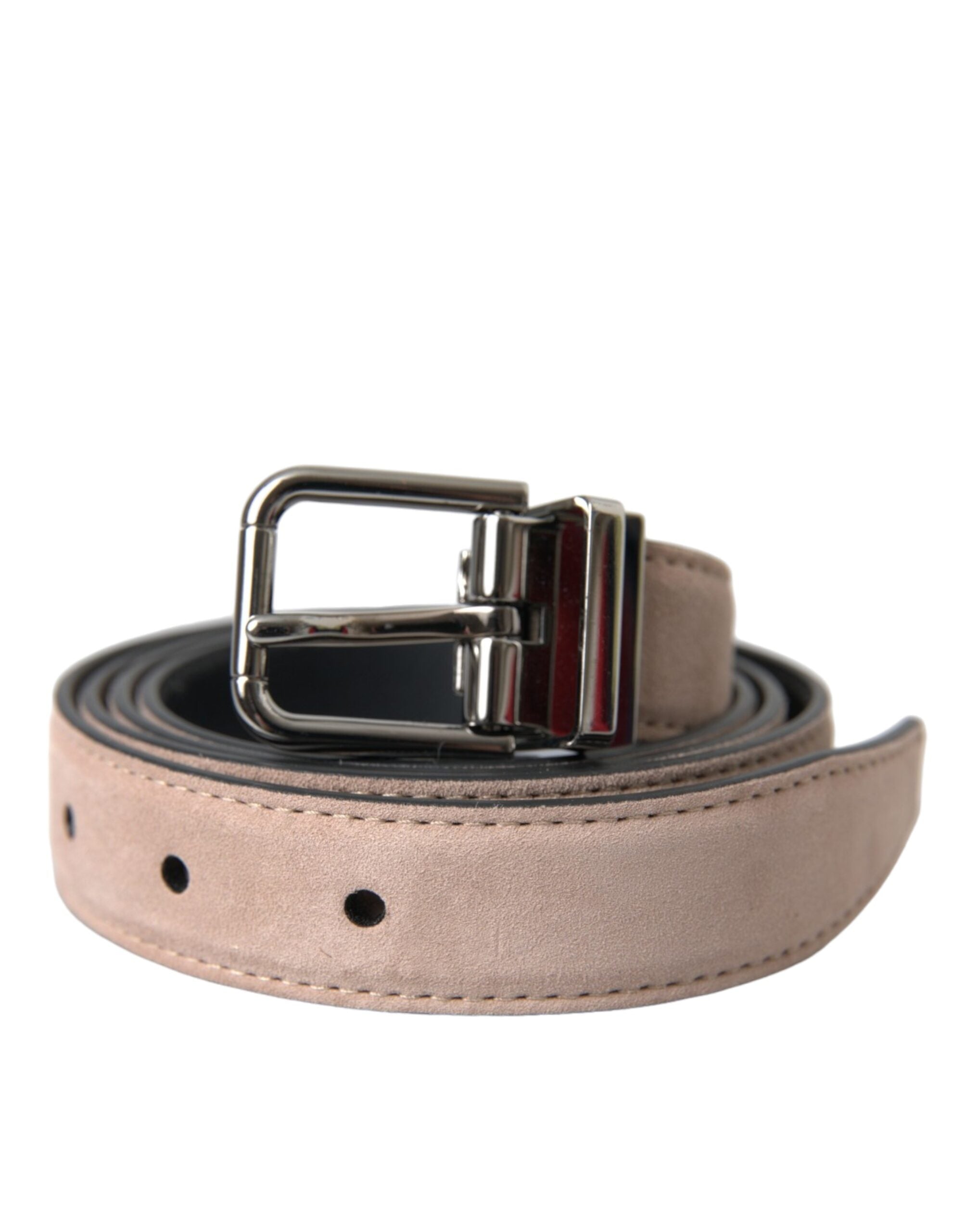 Dolce &amp; Gabbana Herrengürtel aus Wildleder in Beige mit silberner Schnalle