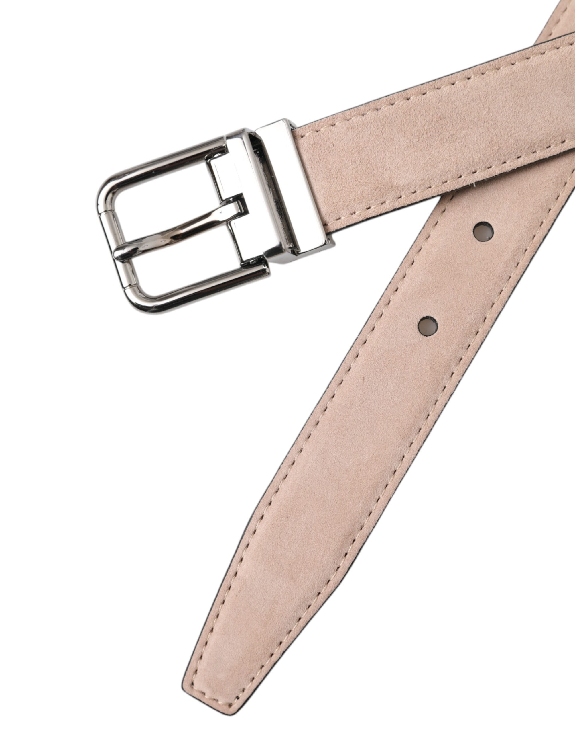 Dolce &amp; Gabbana Herrengürtel aus Wildleder in Beige mit silberner Schnalle