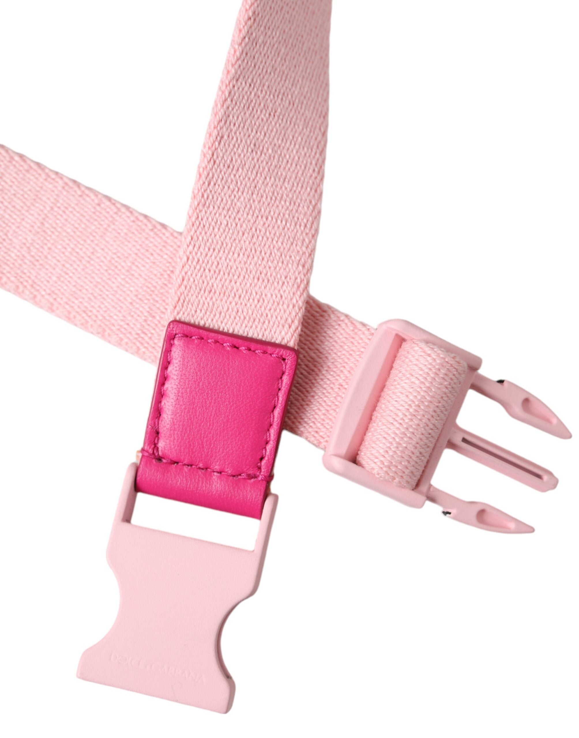 Dolce &amp; Gabbana Rosa Canvas Stretch Kunststoffschnalle Damengürtel