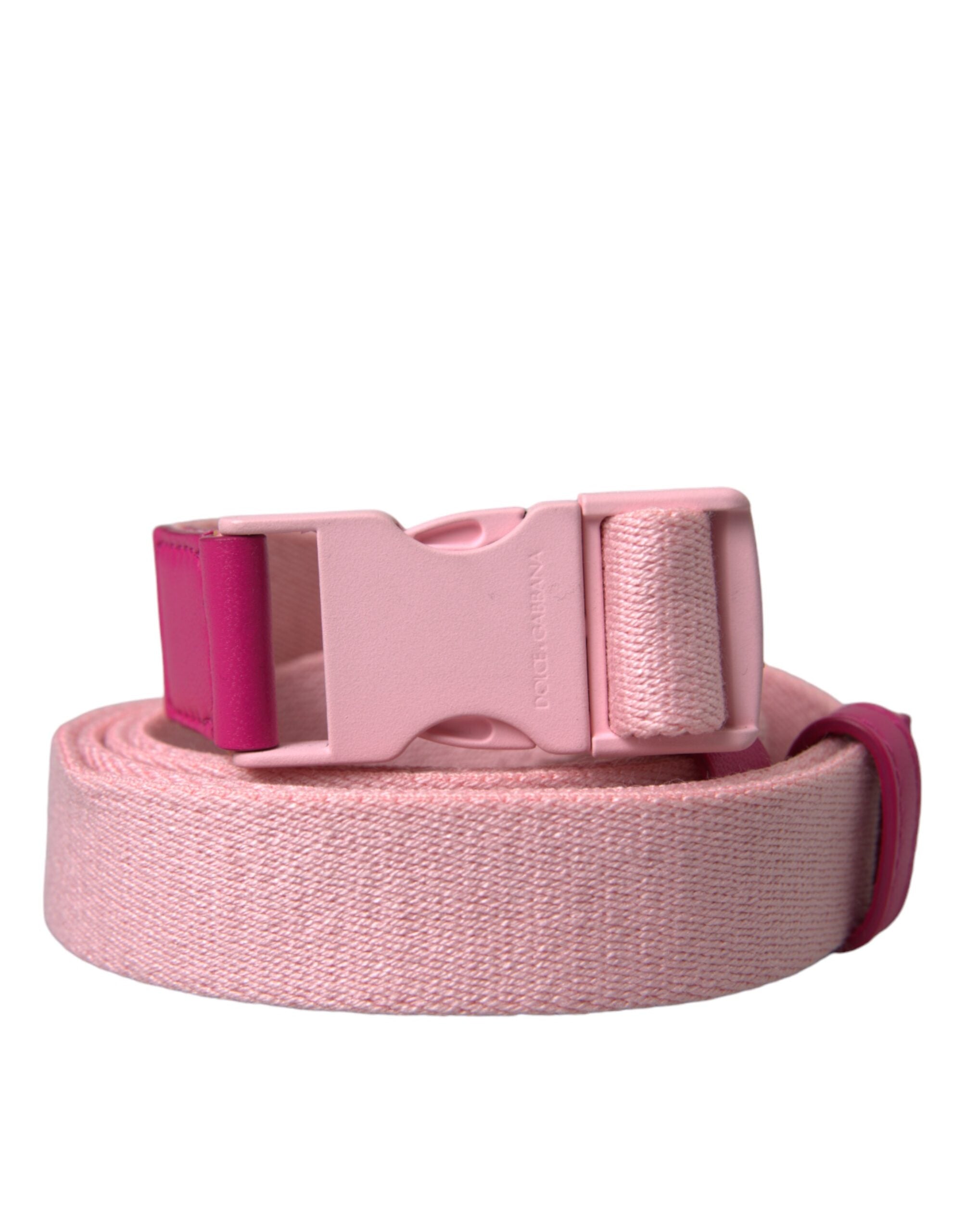 Dolce &amp; Gabbana Rosa Canvas Stretch Kunststoffschnalle Damengürtel