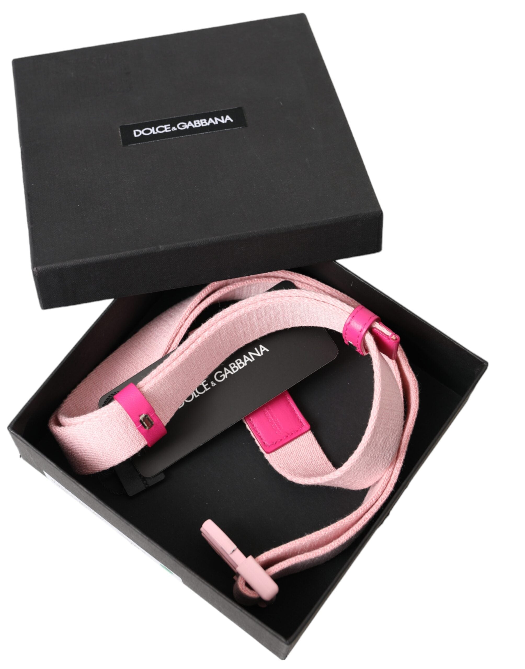 Dolce &amp; Gabbana Rosa Canvas Stretch Kunststoffschnalle Damengürtel