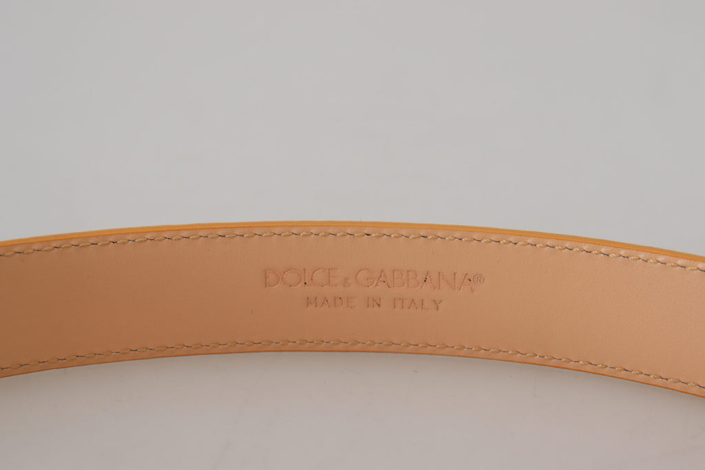 Dolce &amp; Gabbana – Beigefarbener Gürtel aus exotischem Leder mit goldener Metallschnalle