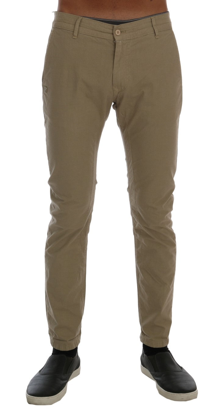 Daniele Alessandrini Beige Baumwoll-Stretch-Slim-Fit-Chinohose