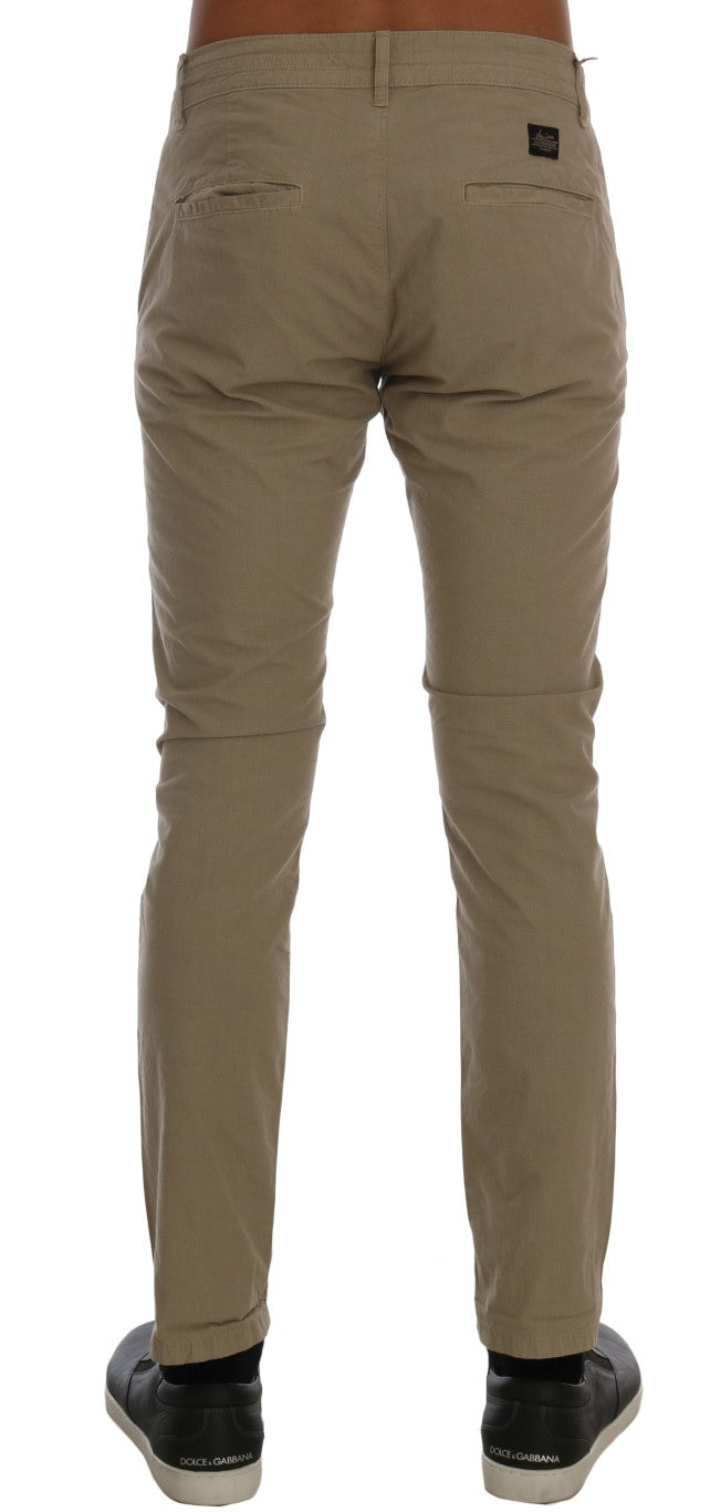 Daniele Alessandrini Beige Baumwoll-Stretch-Slim-Fit-Chinohose