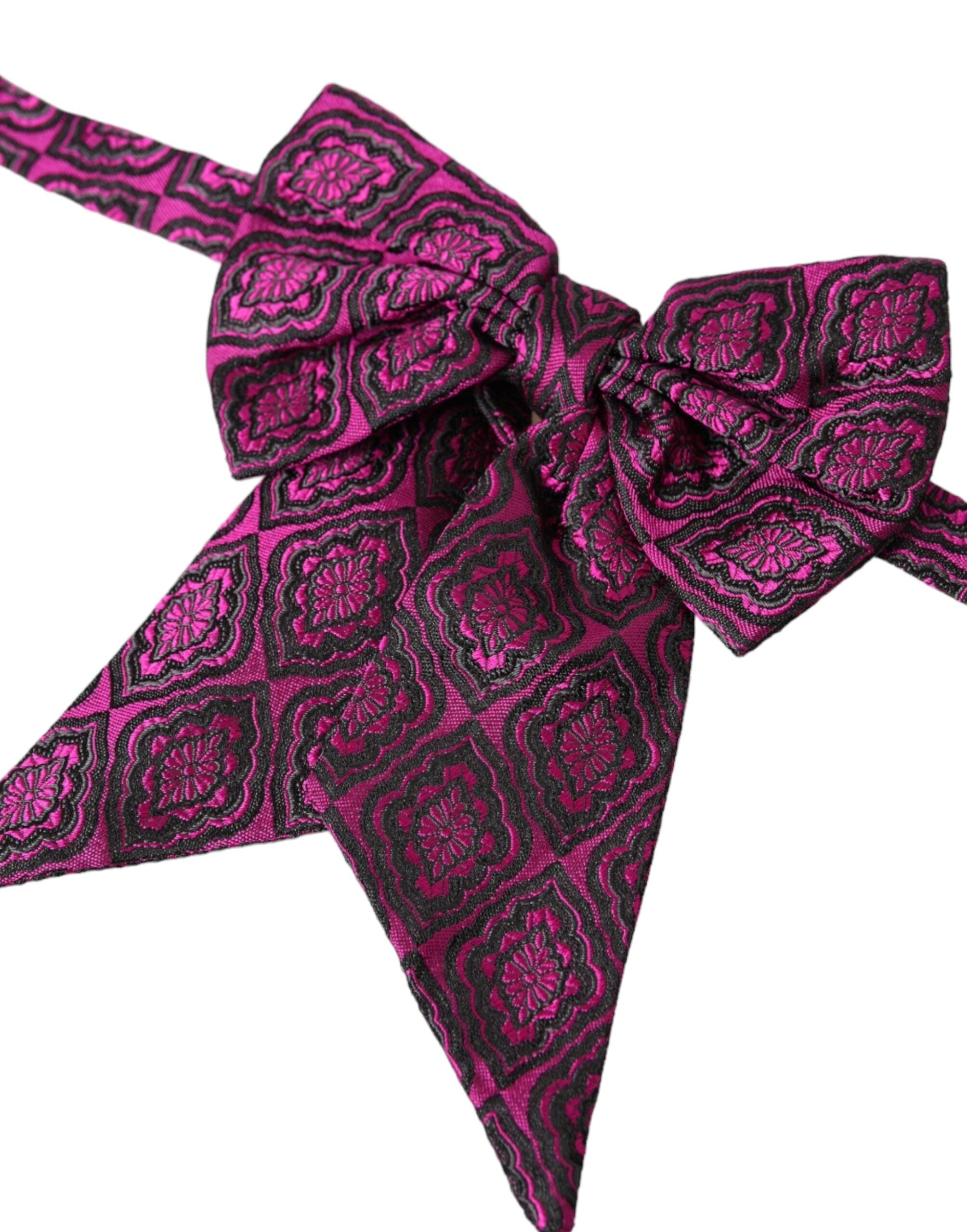 Dolce &amp; Gabbana Herrenfliege aus Seide mit violettem Band und verstellbarem Hals