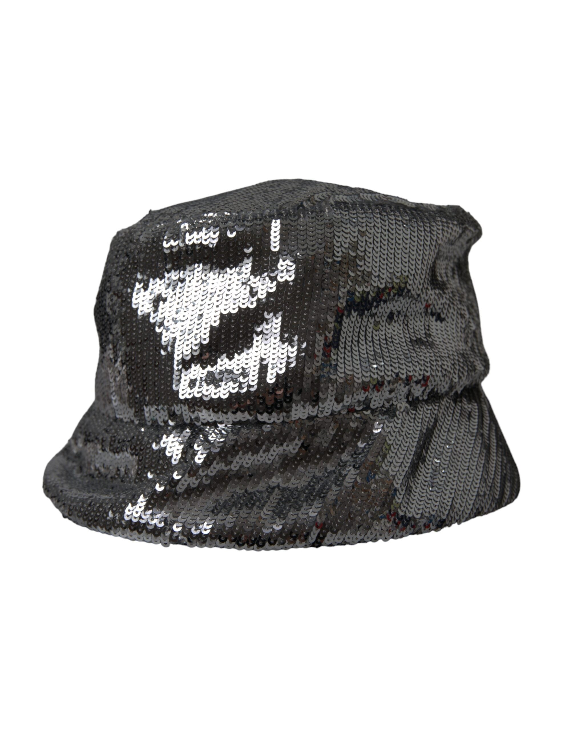 Dolce &amp; Gabbana – Silberner Nylon-Bucket-Hut mit Pailletten für Herren