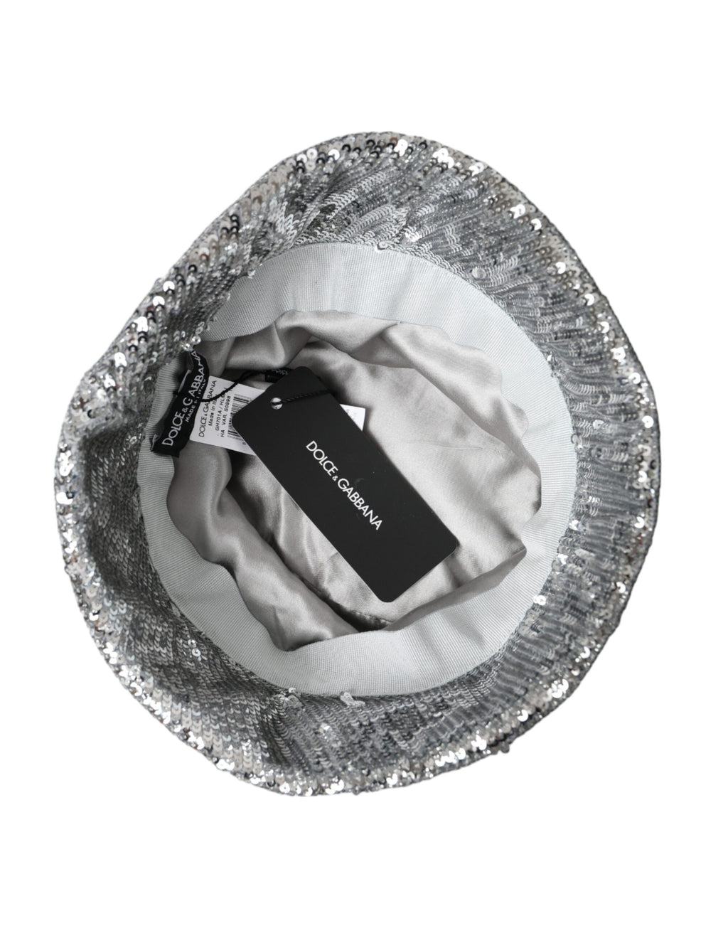 Dolce &amp; Gabbana – Silberner Nylon-Bucket-Hut mit Pailletten für Herren