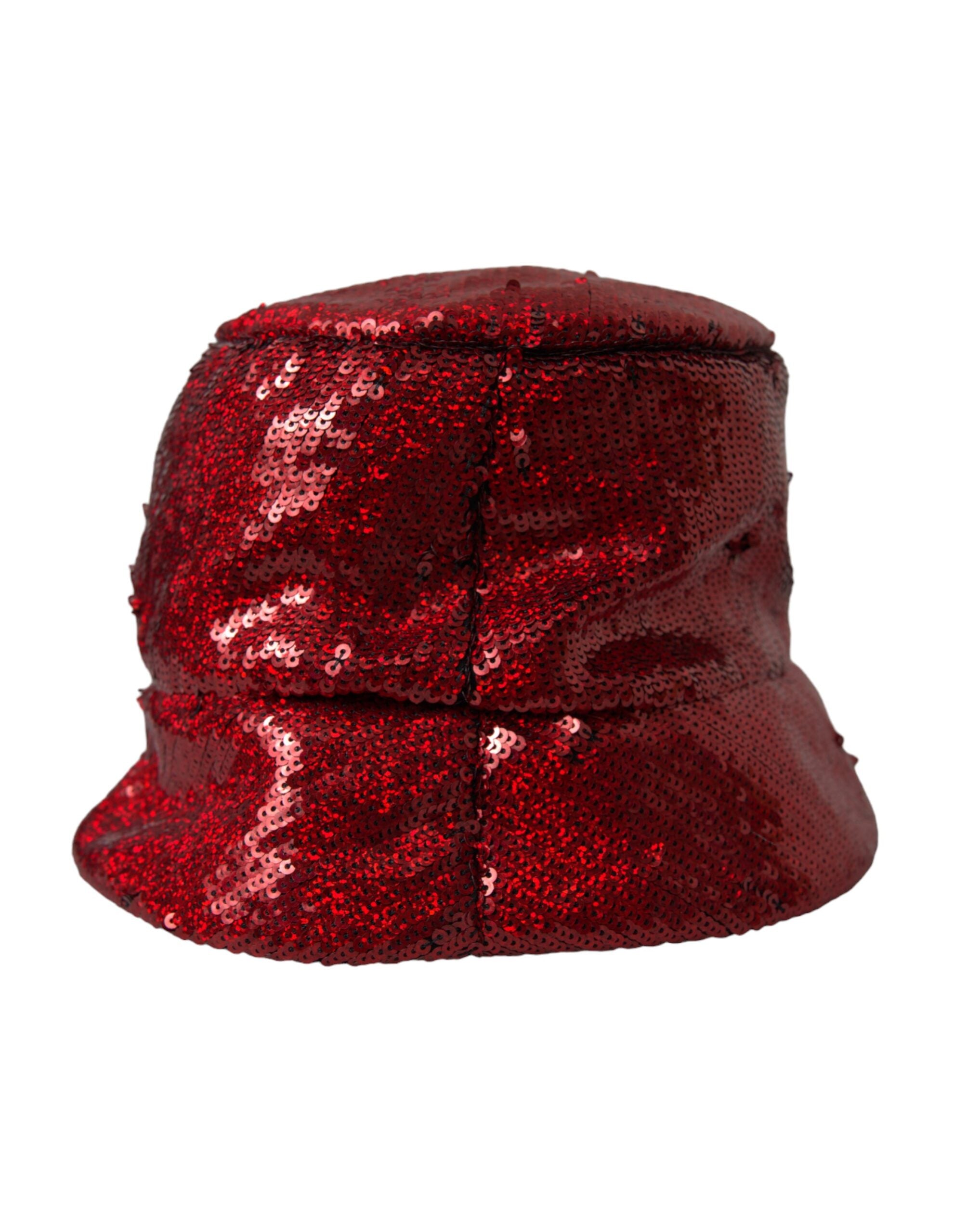 Dolce &amp; Gabbana – Roter Nylon-Bucket-Hut mit Pailletten für Herren