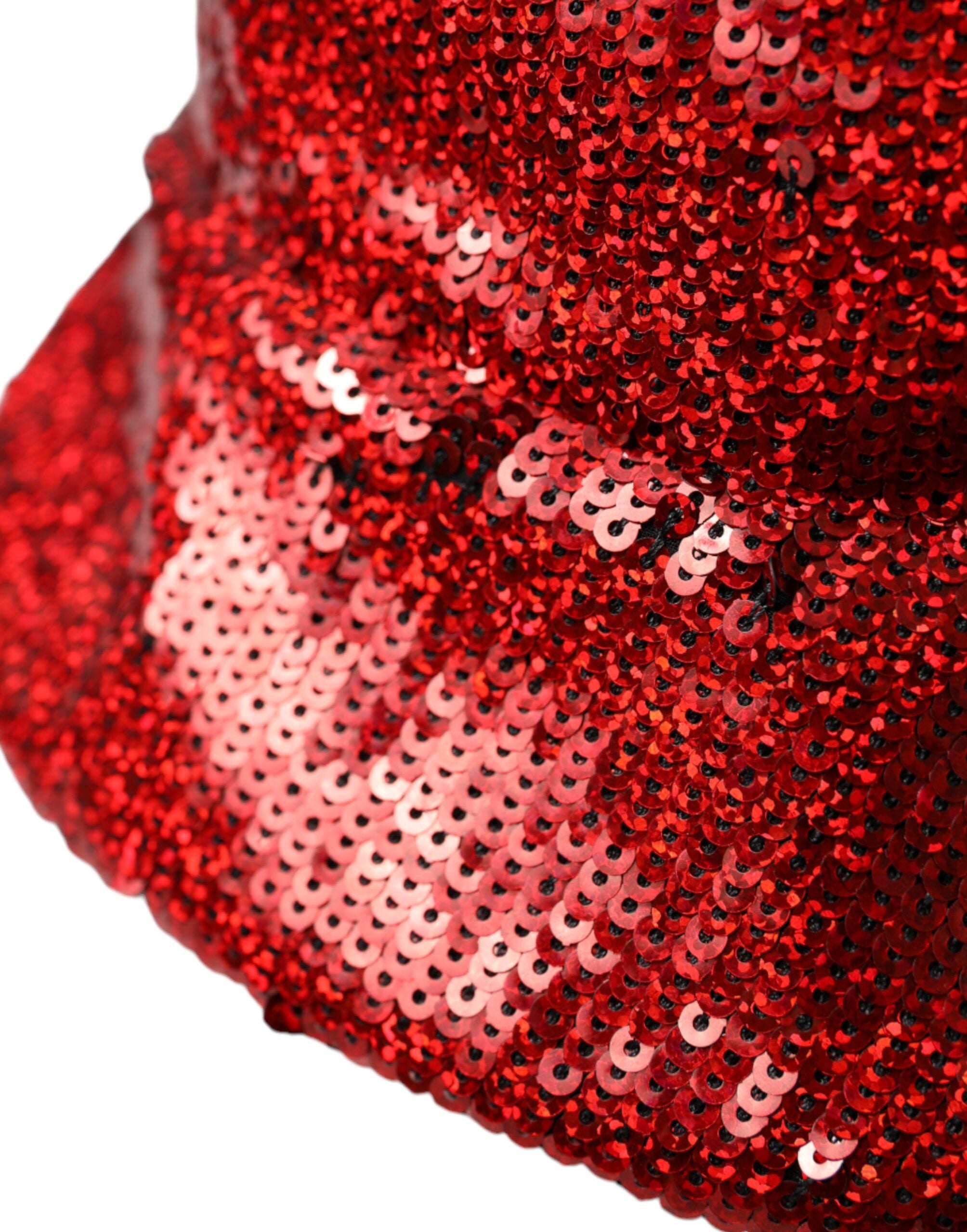 Dolce &amp; Gabbana – Roter Nylon-Bucket-Hut mit Pailletten für Herren