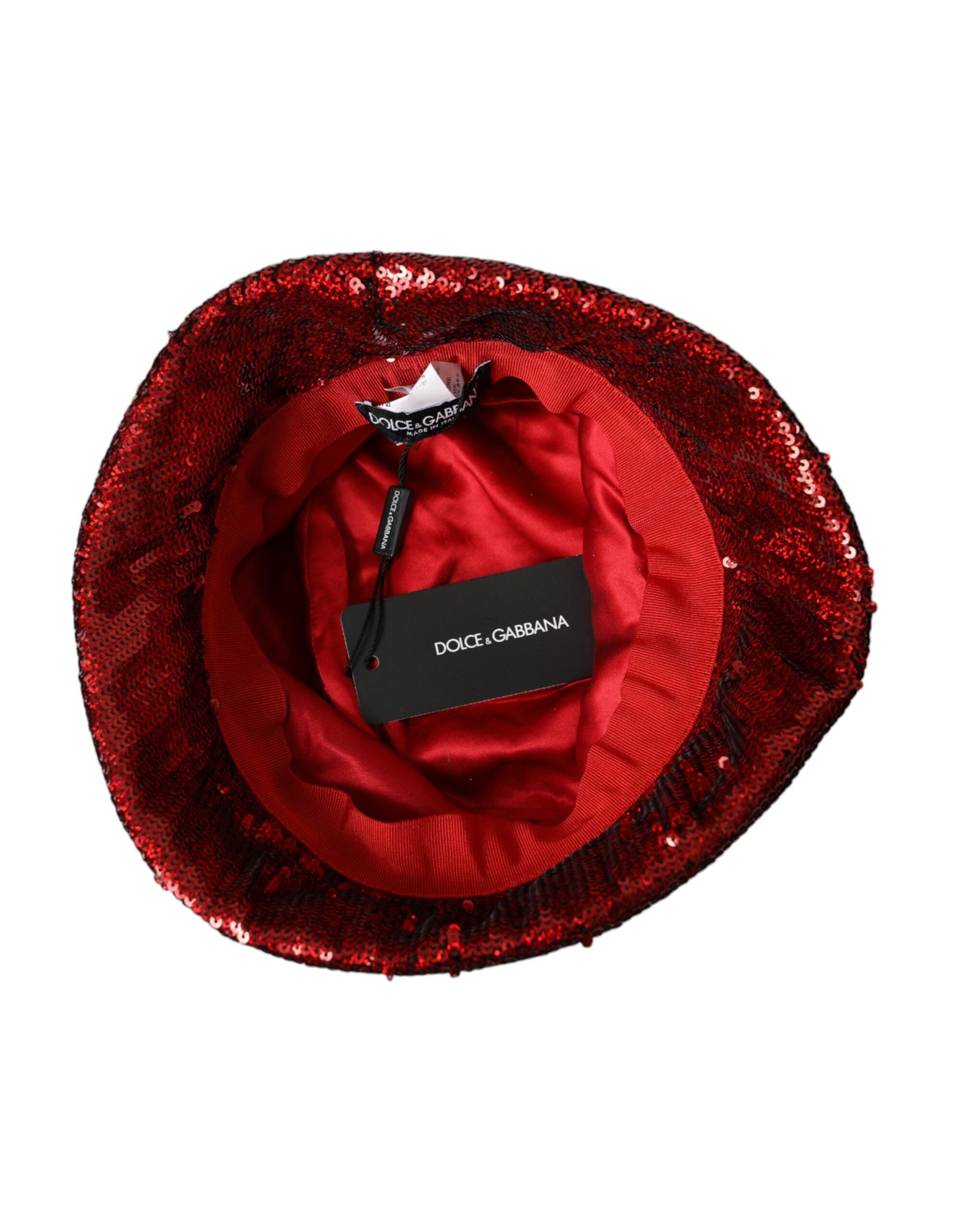 Dolce &amp; Gabbana – Roter Nylon-Bucket-Hut mit Pailletten für Herren