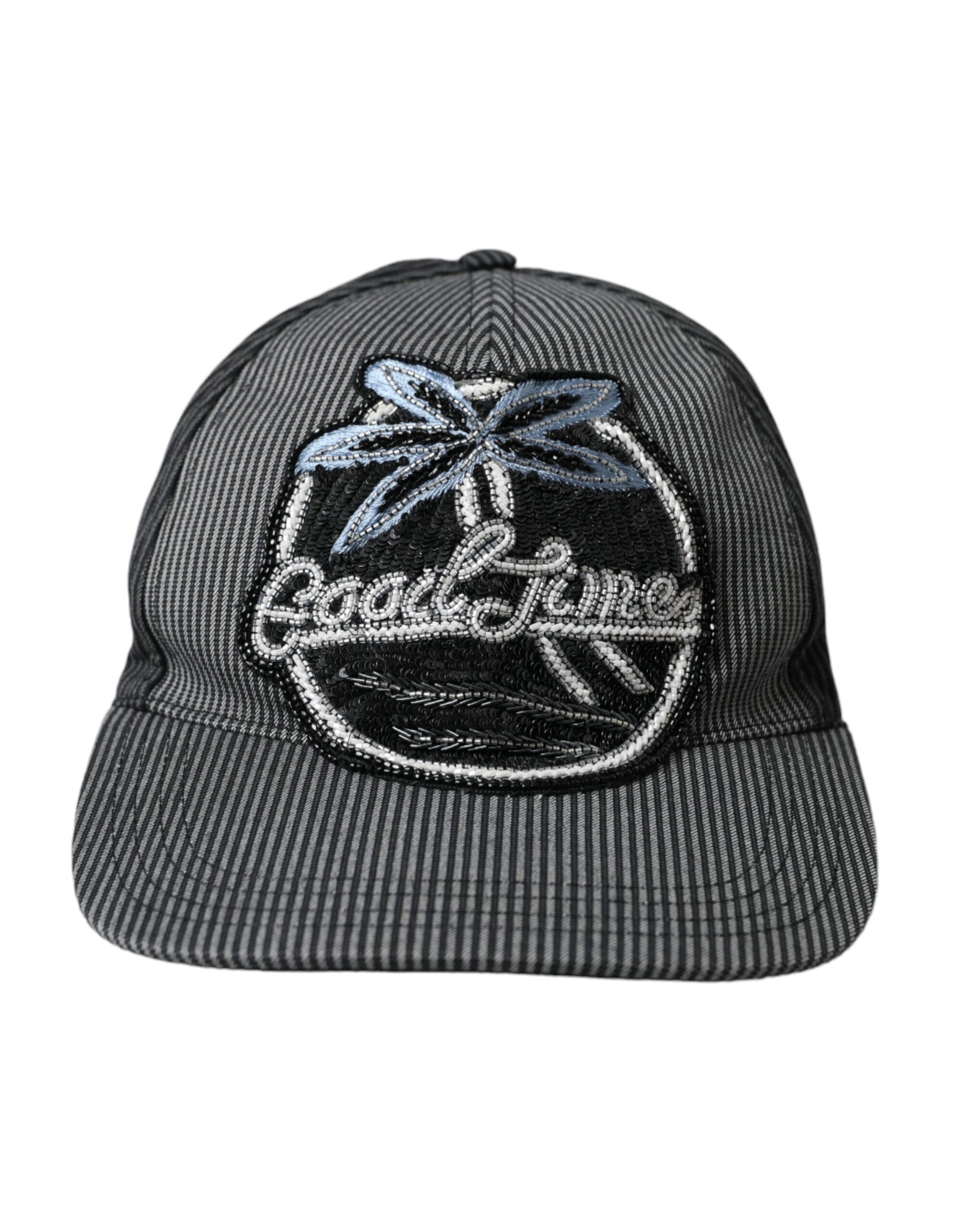 Dolce &amp; Gabbana – Baseballkappe aus schwarzer Baumwolle mit Verzierung für Herren