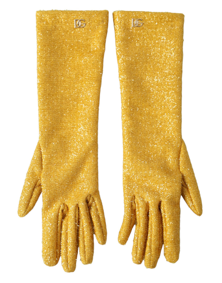 Dolce &amp; Gabbana – Goldene Lurex-Fantasia-Handschuhe in Mittellänge