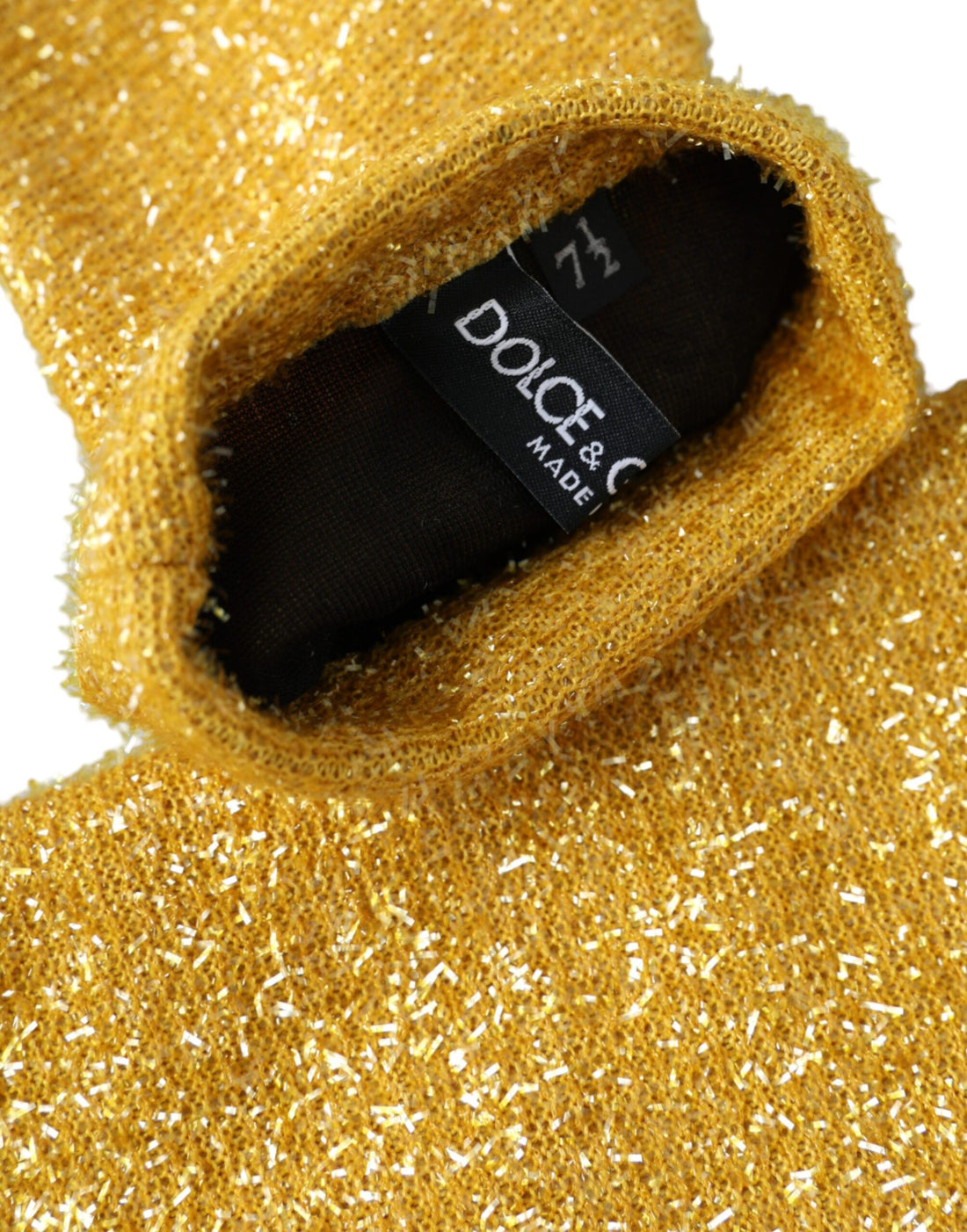 Dolce &amp; Gabbana – Goldene Lurex-Fantasia-Handschuhe in Mittellänge