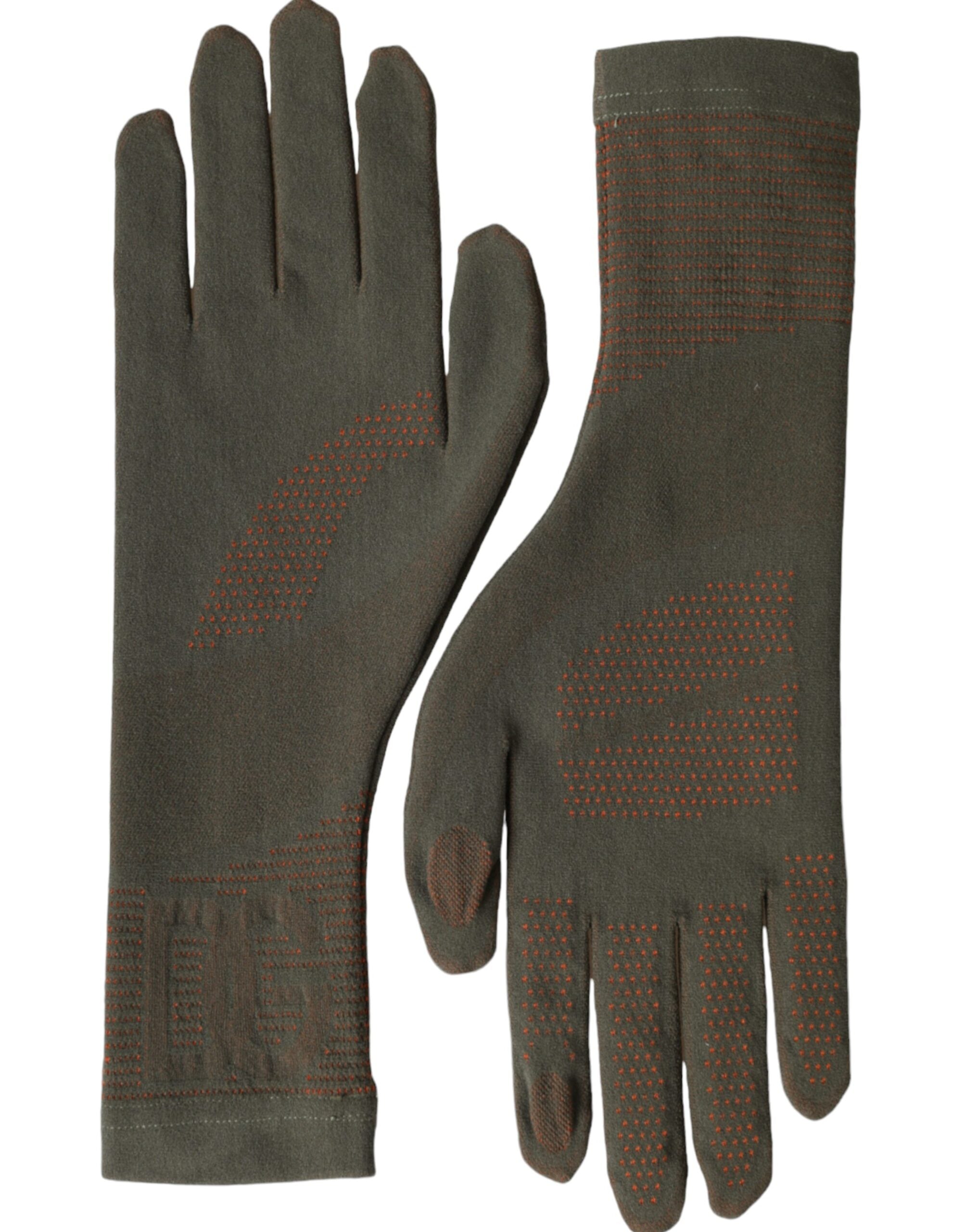 Dolce &amp; Gabbana – Handgelenklange Handschuhe aus Stretch-Baumwolle in Braun