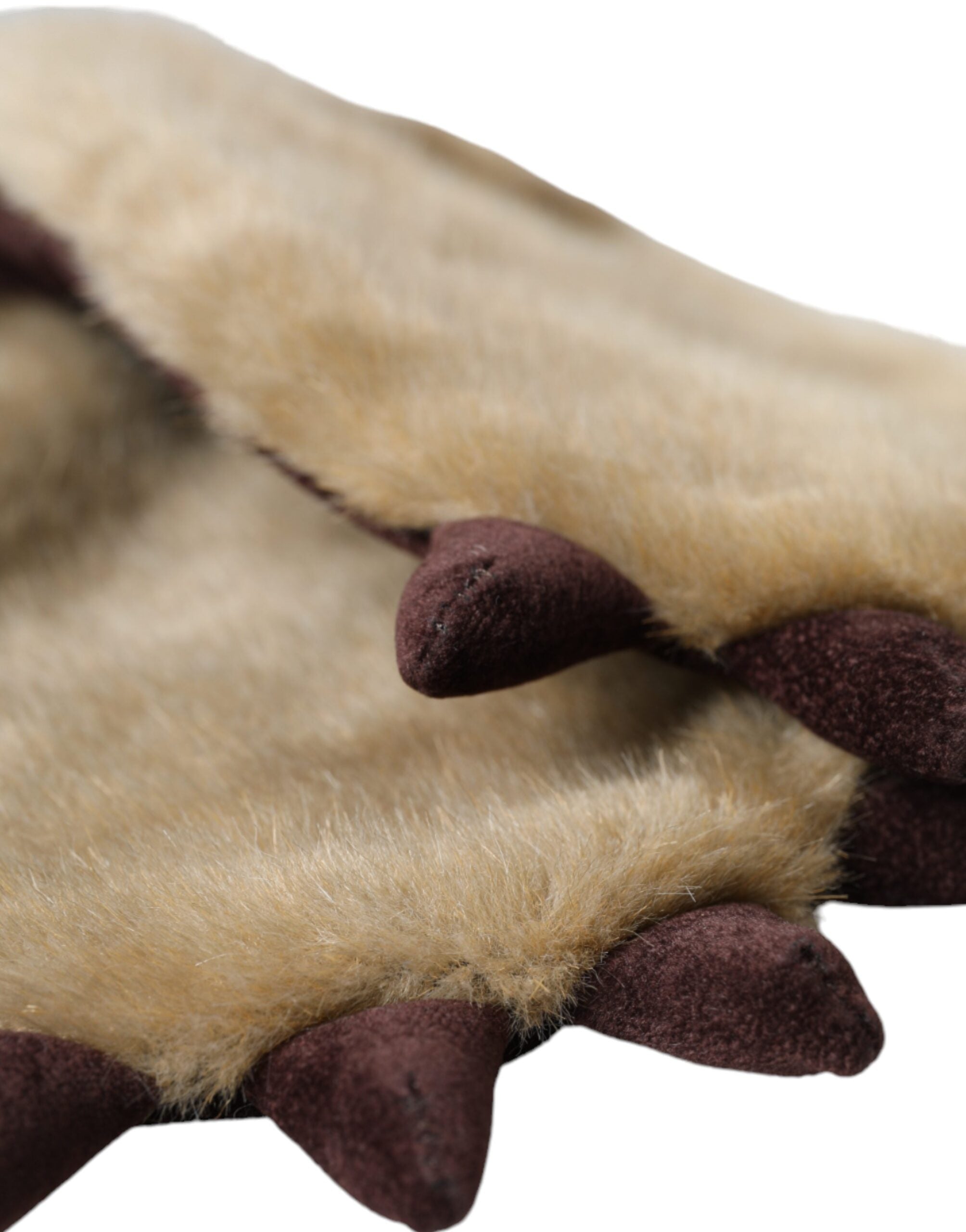 Dolce &amp; Gabbana Beige Fäustlinge aus Acryl mit Strickfell am Handgelenk