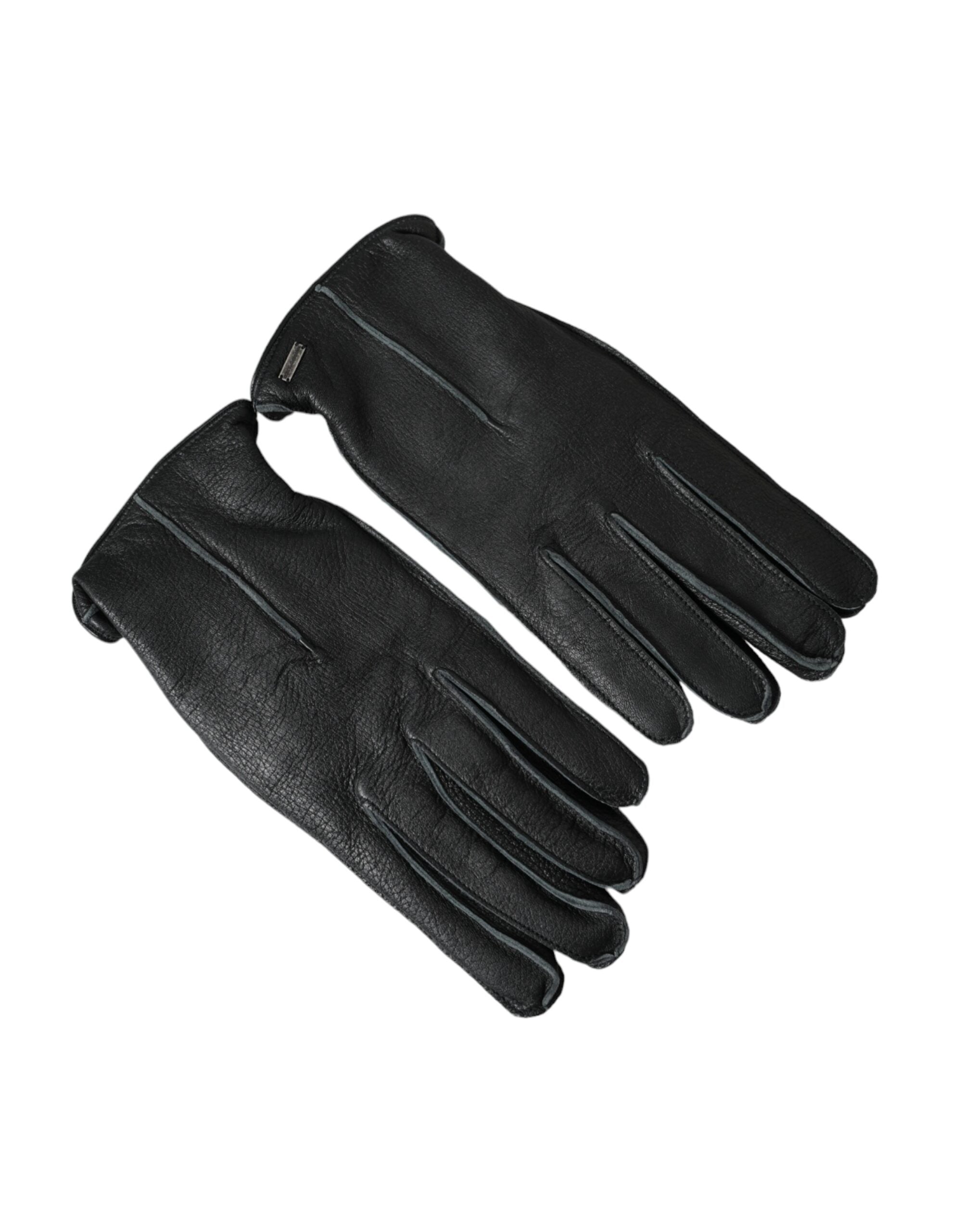 Dolce &amp; Gabbana – Handgelenklange Handschuhe aus schwarzem Hirschleder