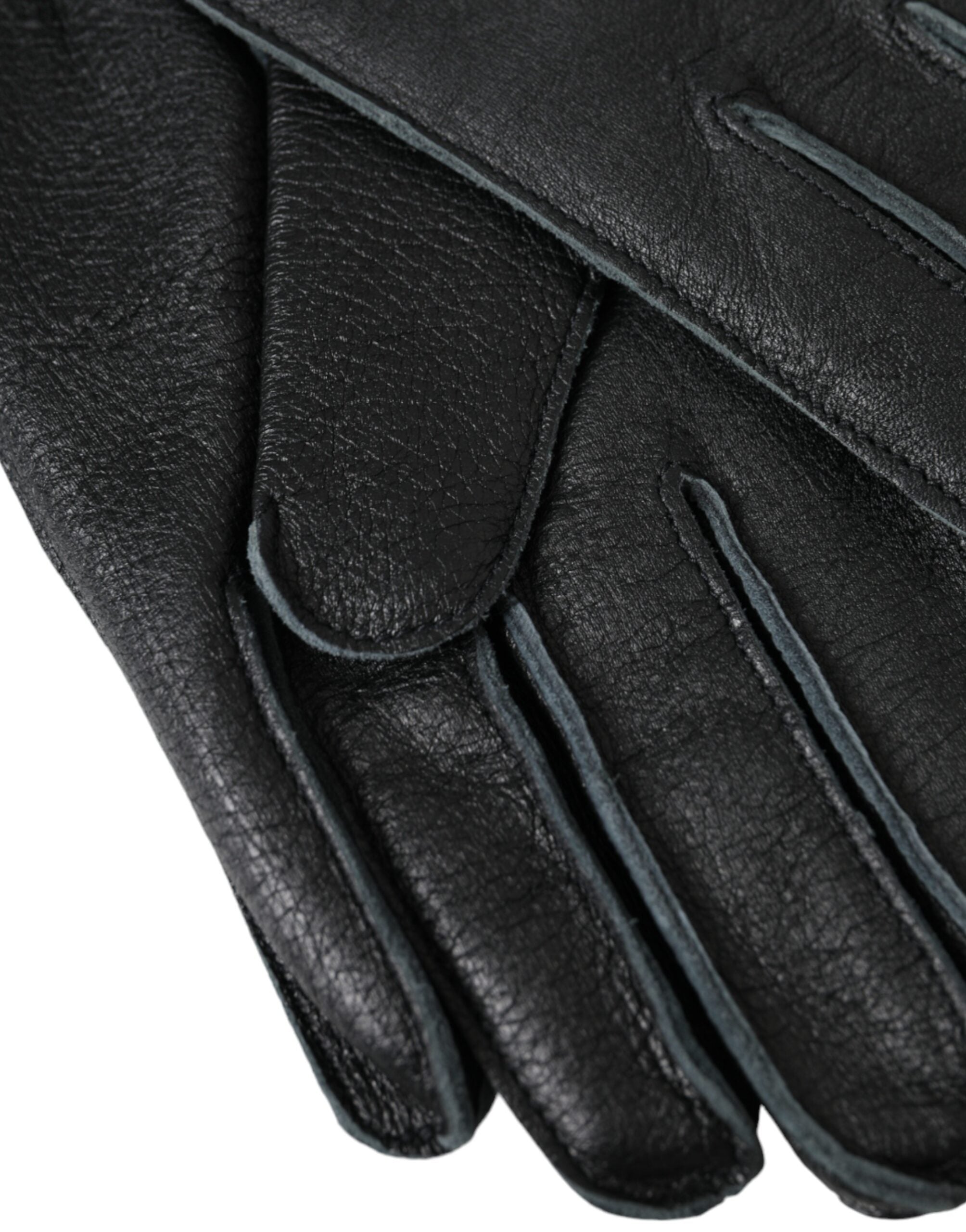 Dolce &amp; Gabbana – Handgelenklange Handschuhe aus schwarzem Hirschleder