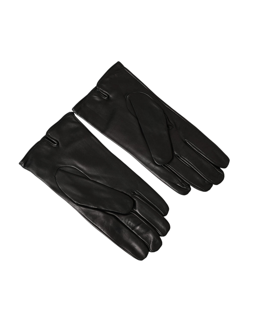 Dolce &amp; Gabbana – Kurze Handschuhe aus schwarzem Leder mit geprägtem Logo