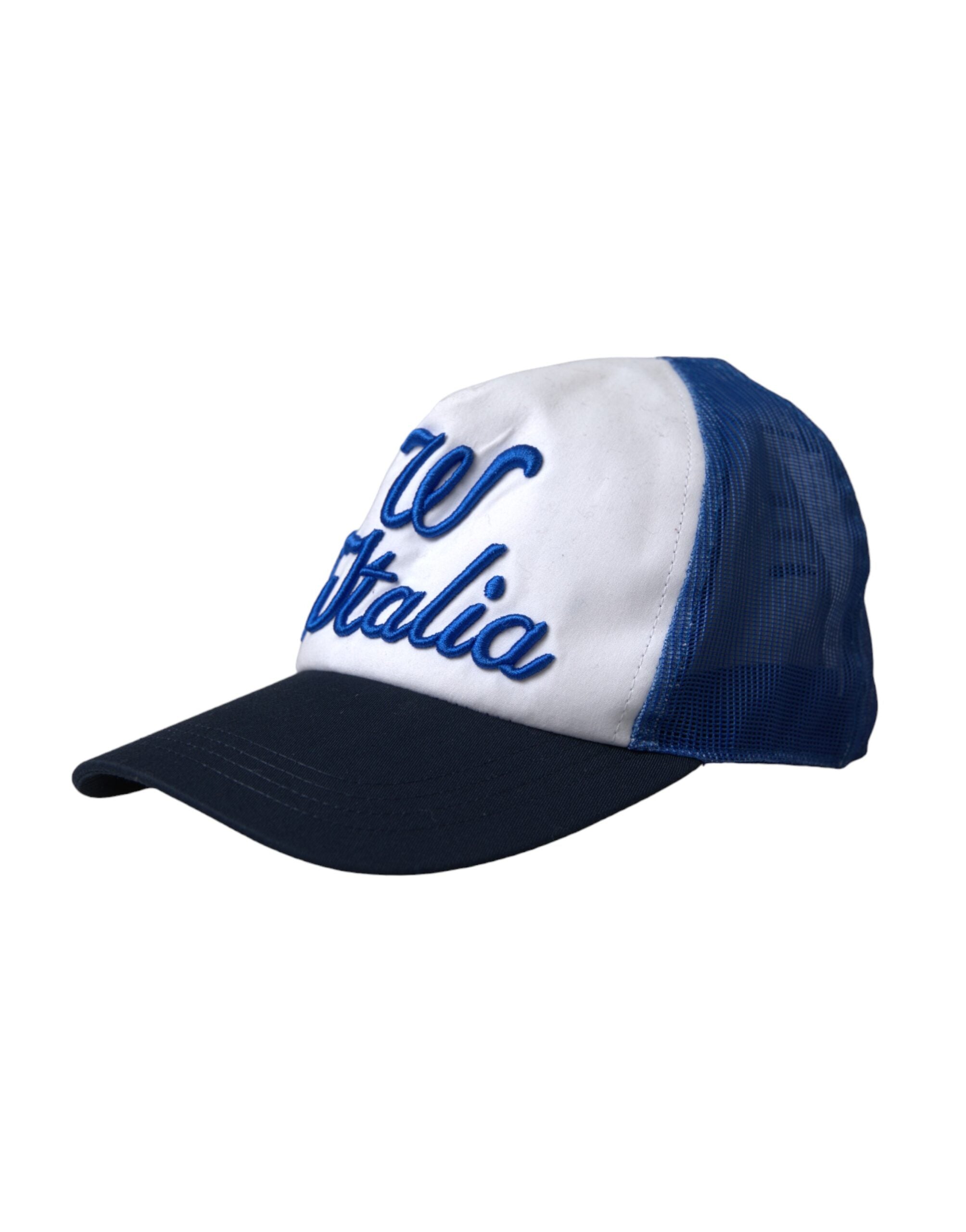 Dolce &amp; Gabbana Blau-Weiß-Schwarz Italia Mesh-Baseballmütze