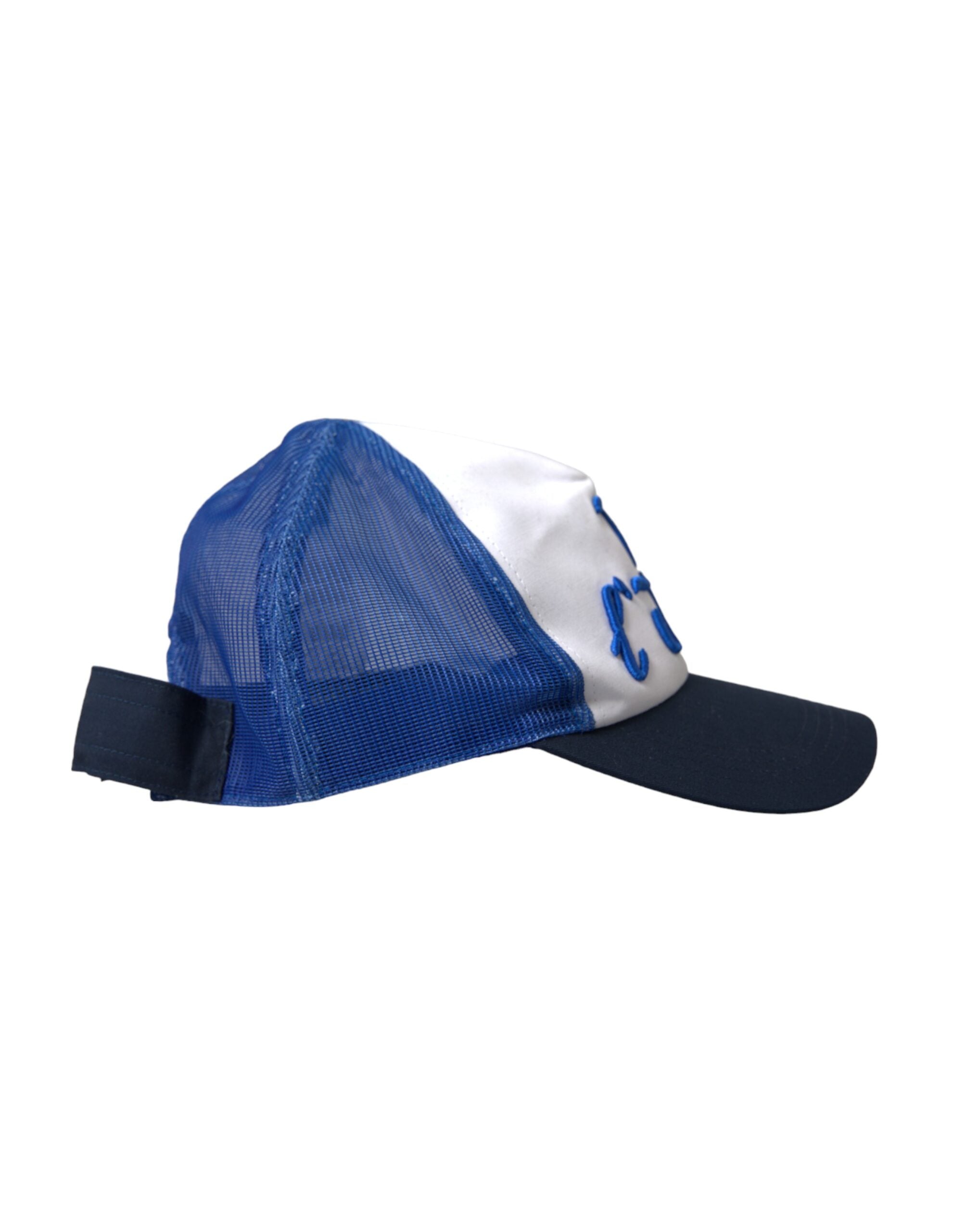 Dolce &amp; Gabbana Blau-Weiß-Schwarz Italia Mesh-Baseballmütze
