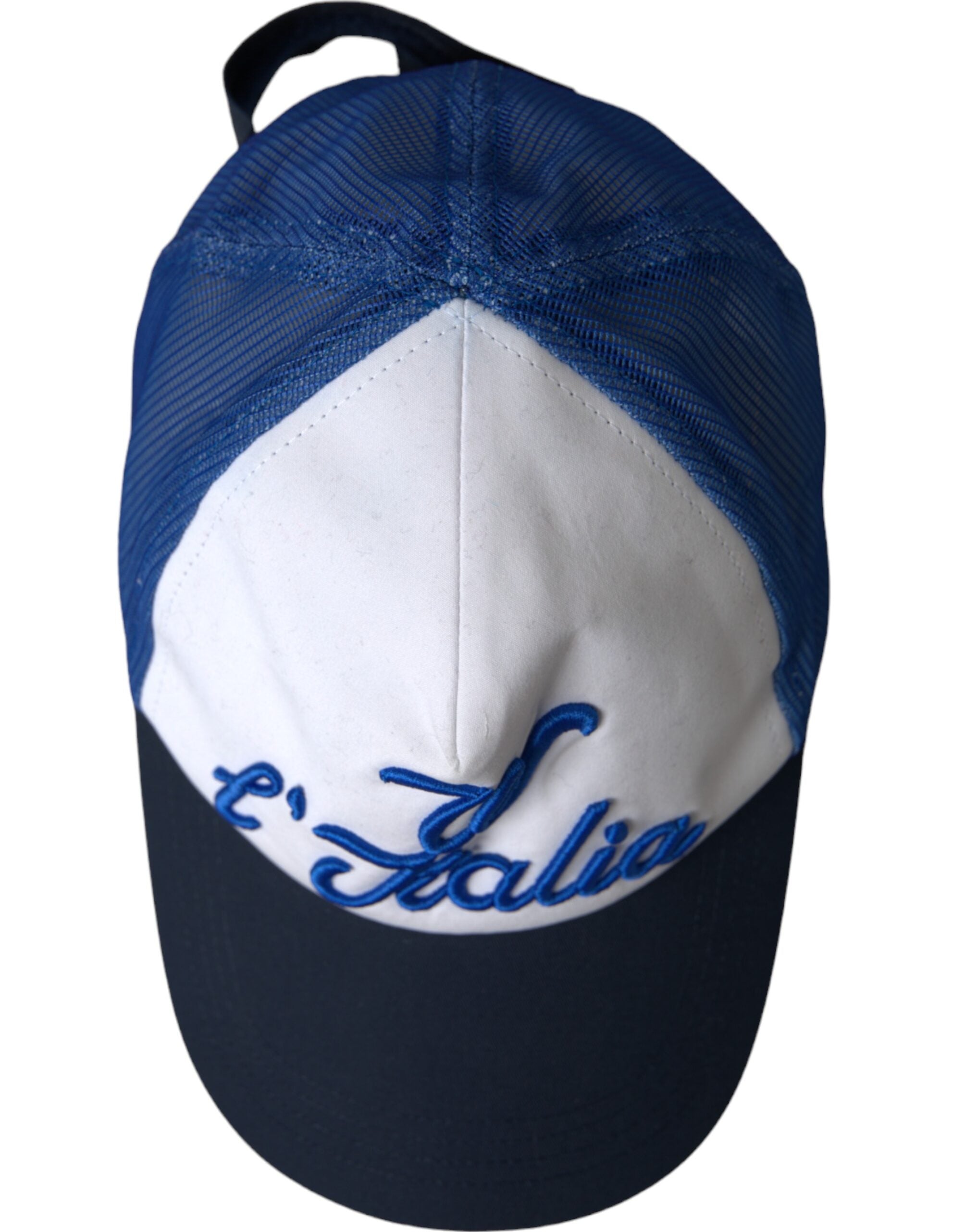 Dolce &amp; Gabbana Blau-Weiß-Schwarz Italia Mesh-Baseballmütze