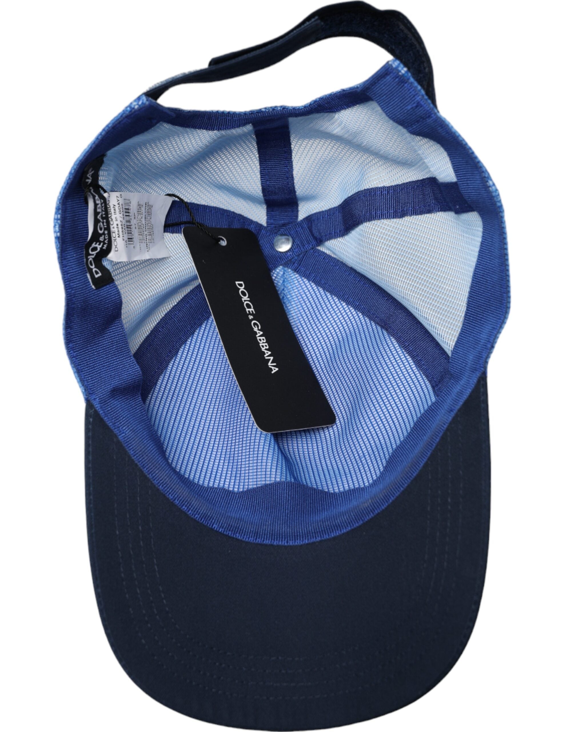 Dolce &amp; Gabbana Blau-Weiß-Schwarz Italia Mesh-Baseballmütze