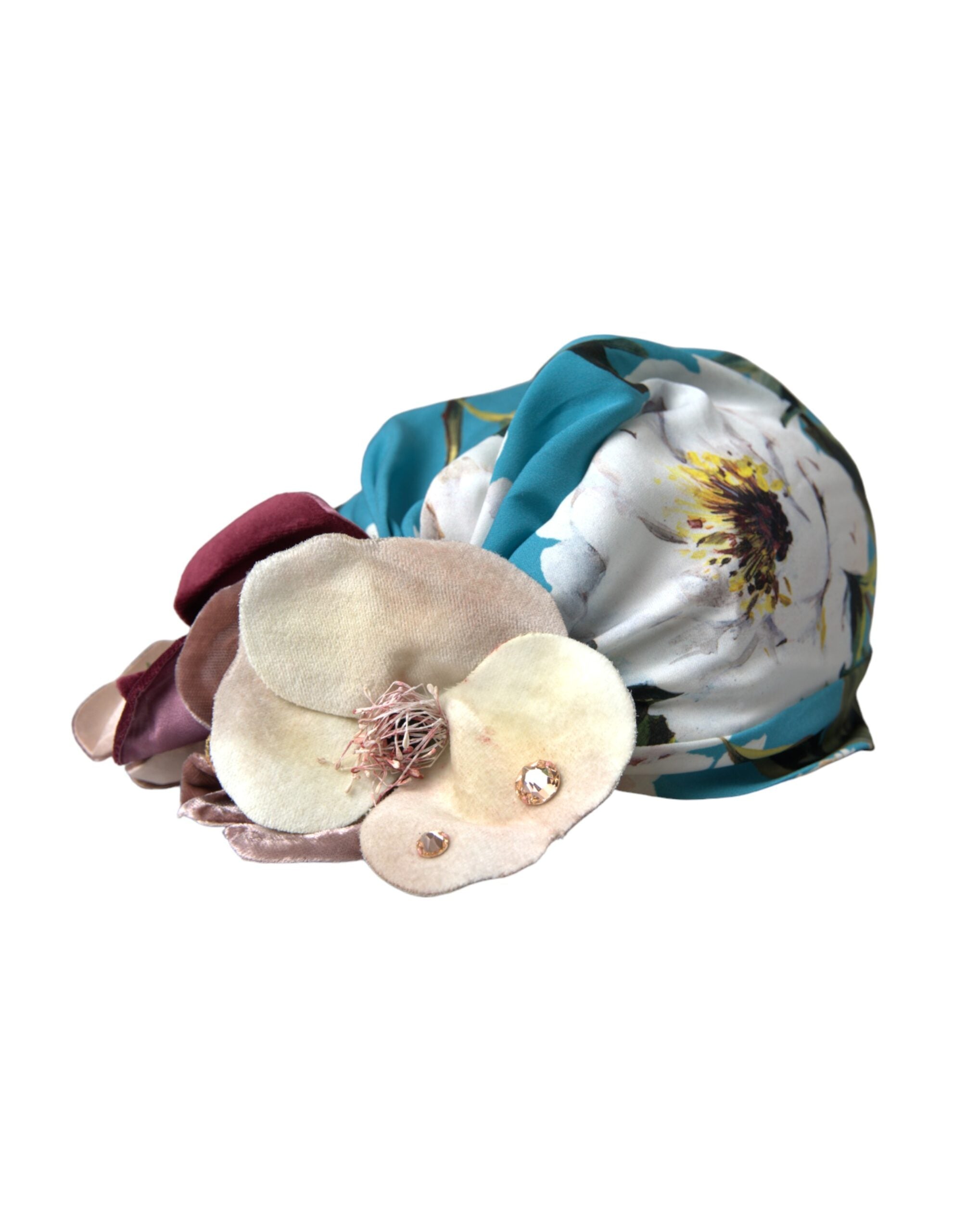 Dolce &amp; Gabbana Damen Turbanhut mit Blumenmotiv in Blau