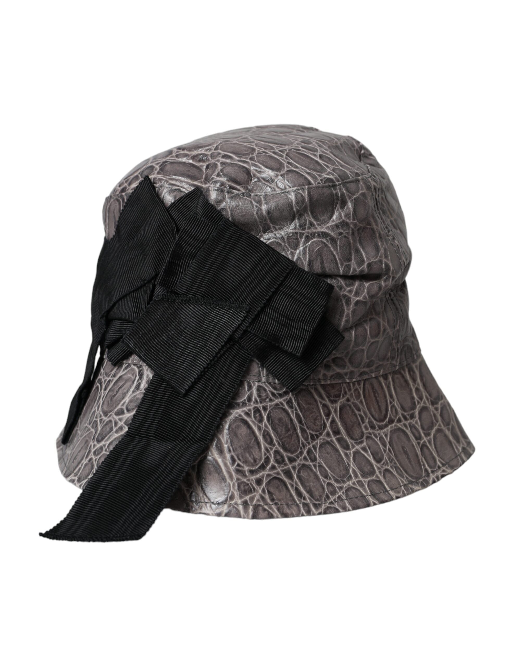 Dolce &amp; Gabbana – Fischerhut aus schwarz-grau gemustertem Leder
