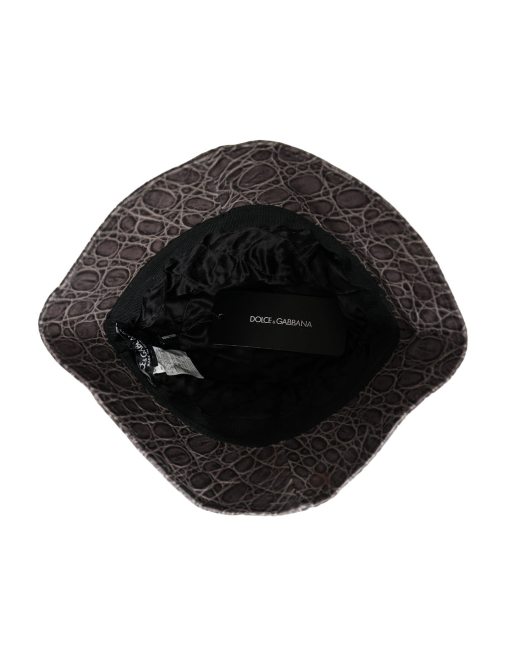 Dolce &amp; Gabbana – Fischerhut aus schwarz-grau gemustertem Leder