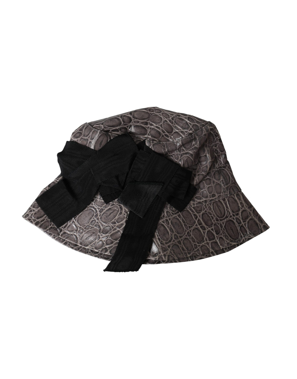 Dolce &amp; Gabbana – Fischerhut aus schwarz-grau gemustertem Leder