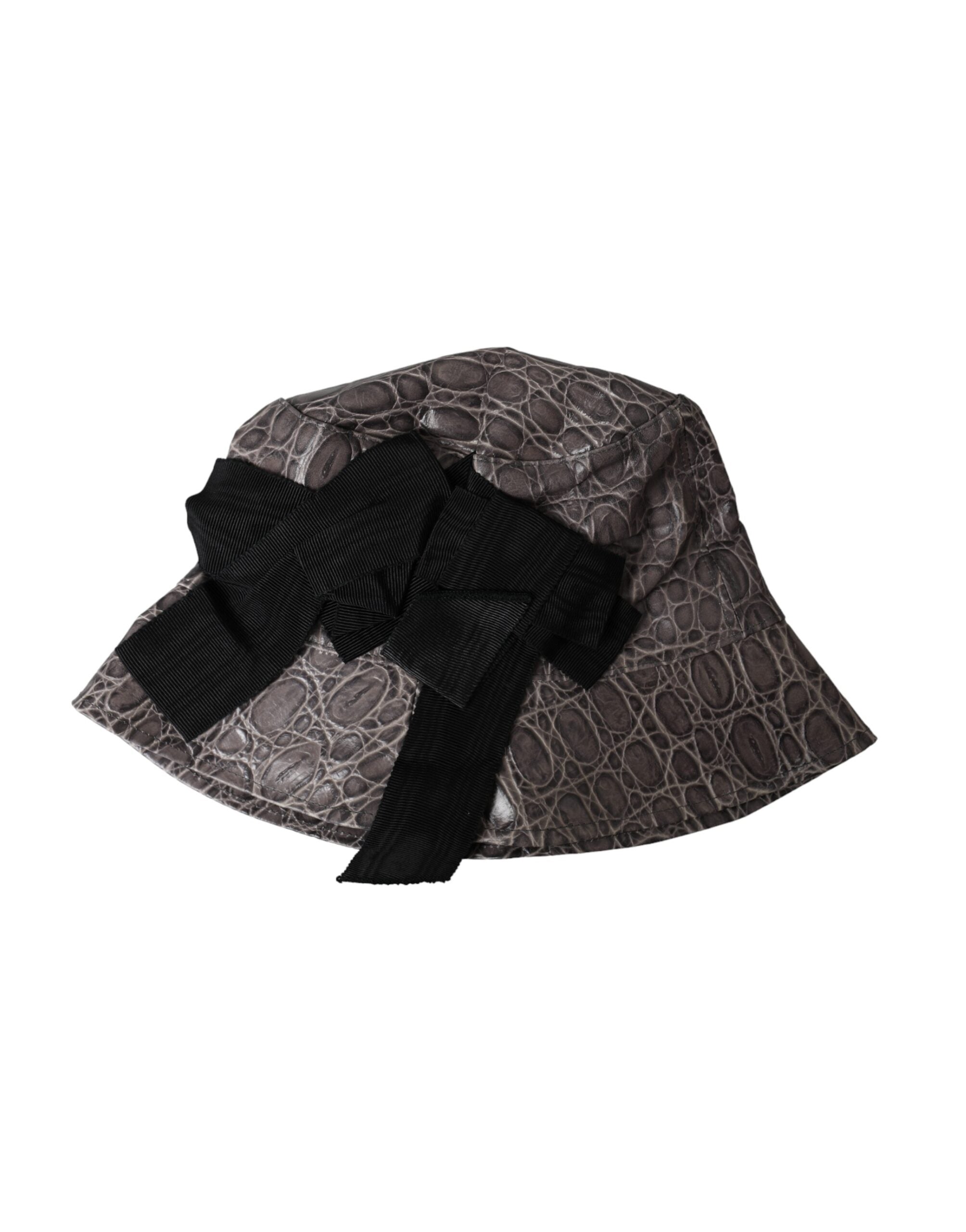 Dolce &amp; Gabbana – Fischerhut aus schwarz-grau gemustertem Leder