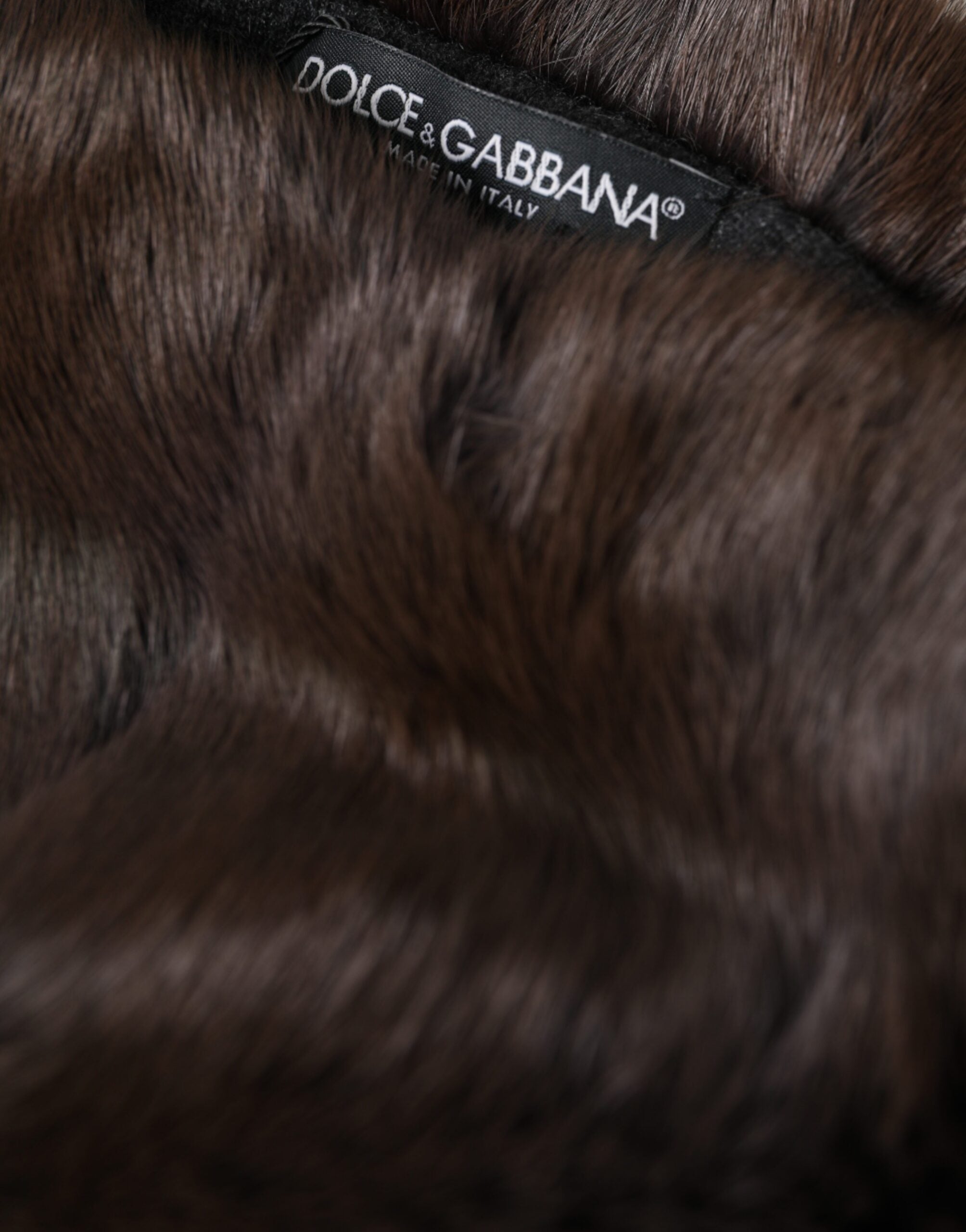 Dolce &amp; Gabbana Braune Wieselpelz-Mütze aus Kaschmir für Damen
